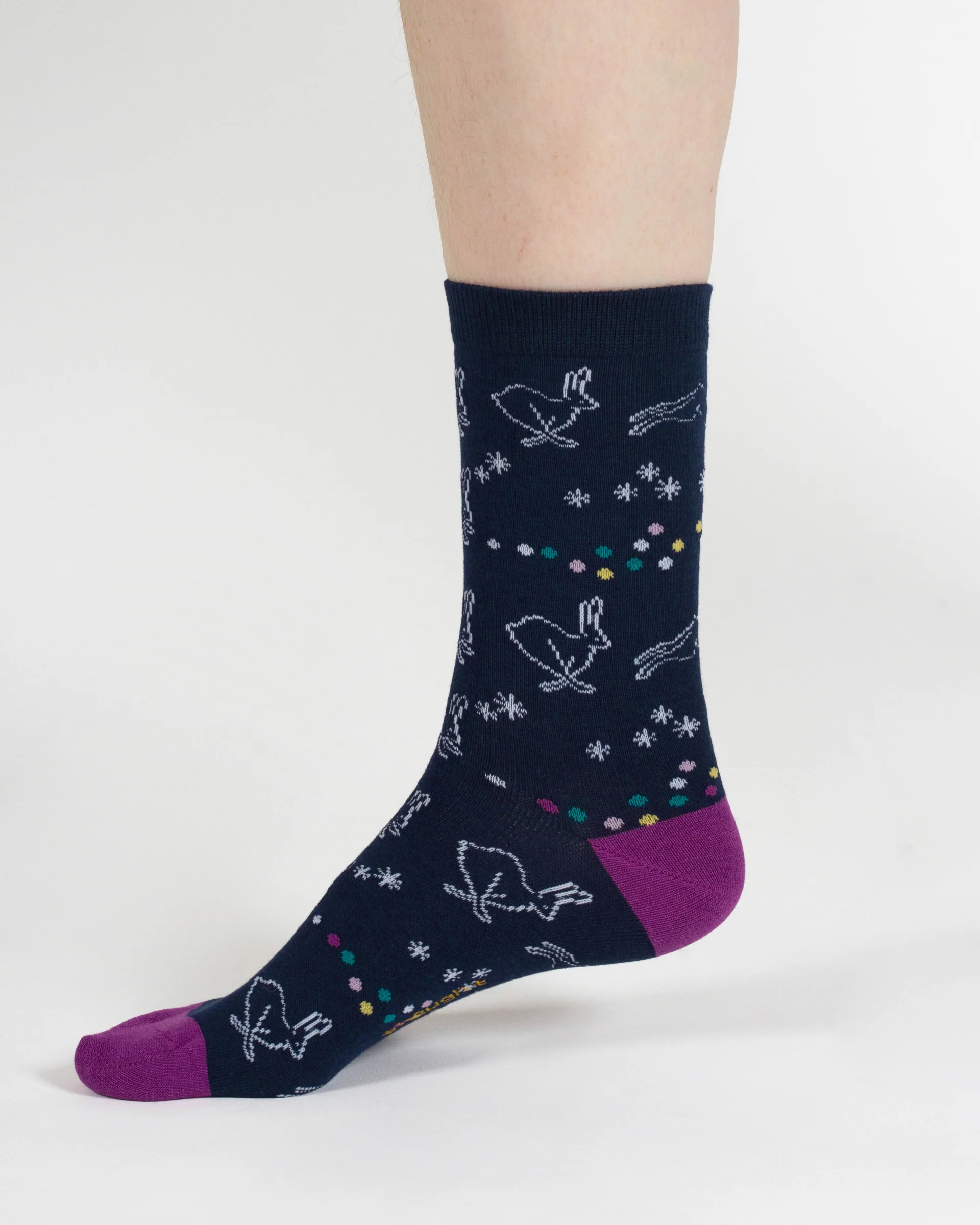 Starry Night Owl Bamboo Gift Box of 4 Socks - Blue Multi - Flockneti