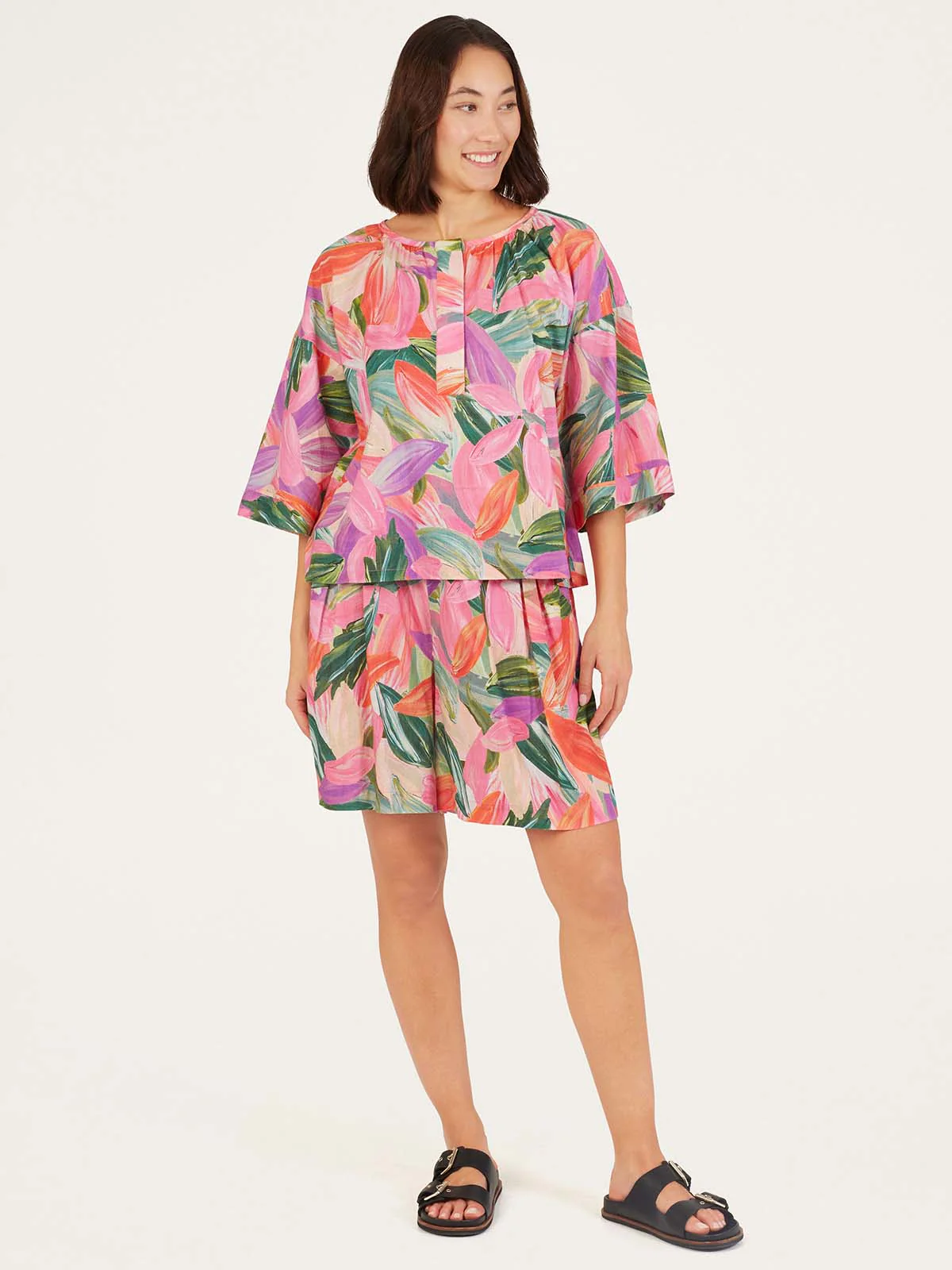 Adella Hemp Tropical Top - Multi - Flockneti