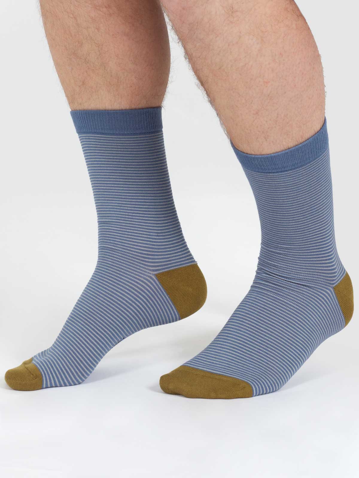 Thin Stripe Bamboo Crew Socks - Blue - Flockneti