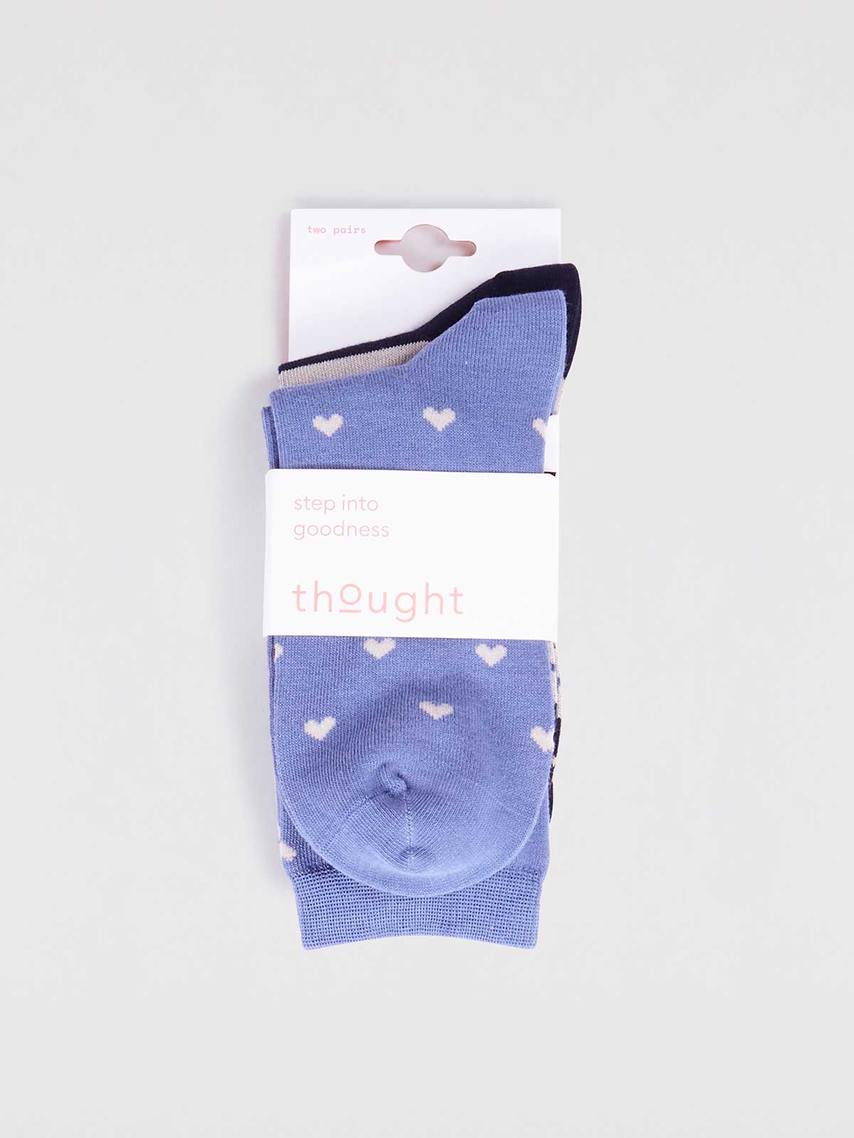 Evie Bamboo Heart 2 Pack Socks - Multi - Flockneti