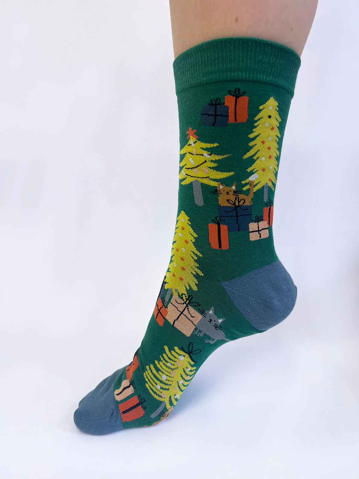 Jemila Christmas Organic Cotton Socks - Pine Green - Flockneti