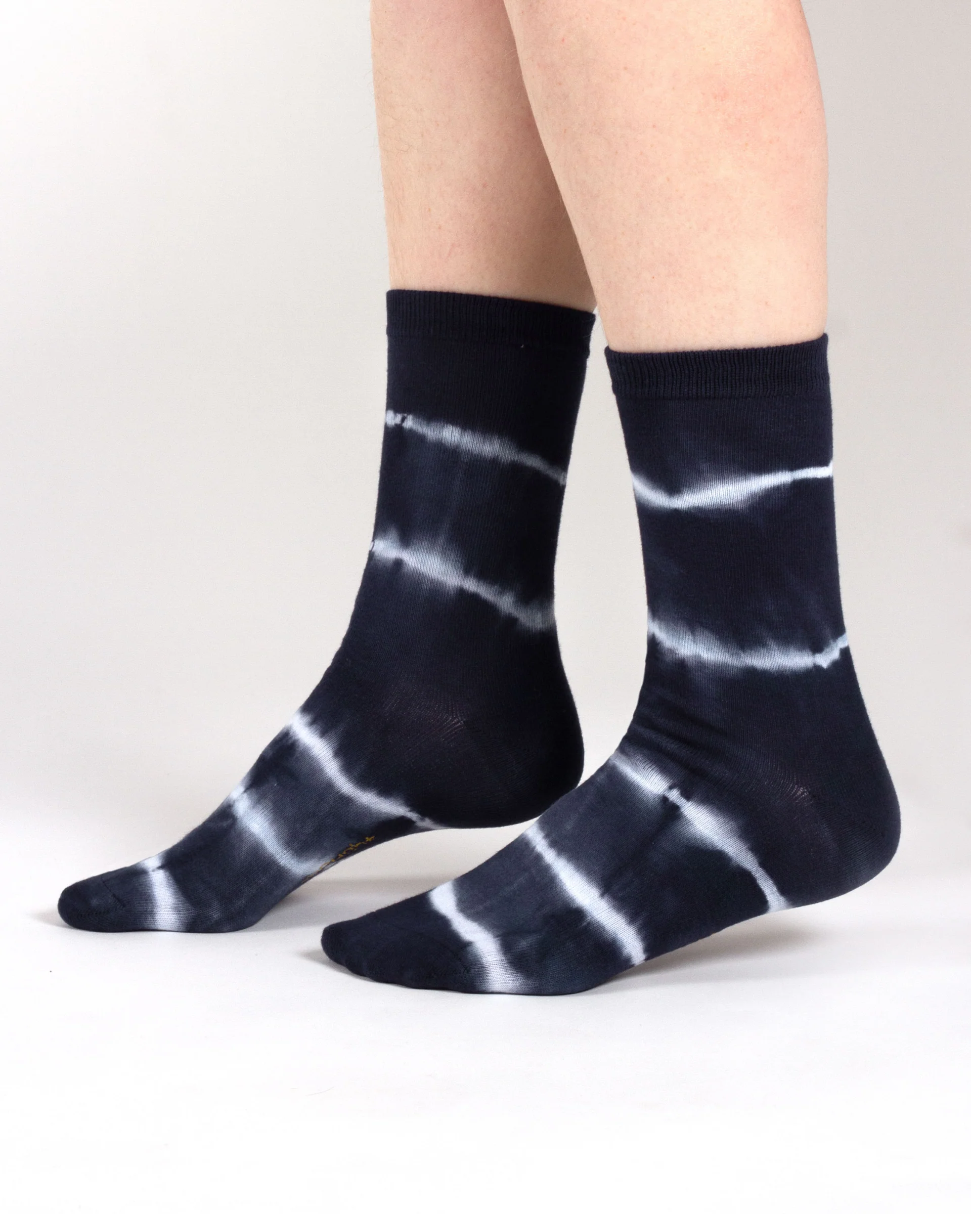 Tie Dye Organic Cotton Crew Socks - Navy Cream - Flockneti