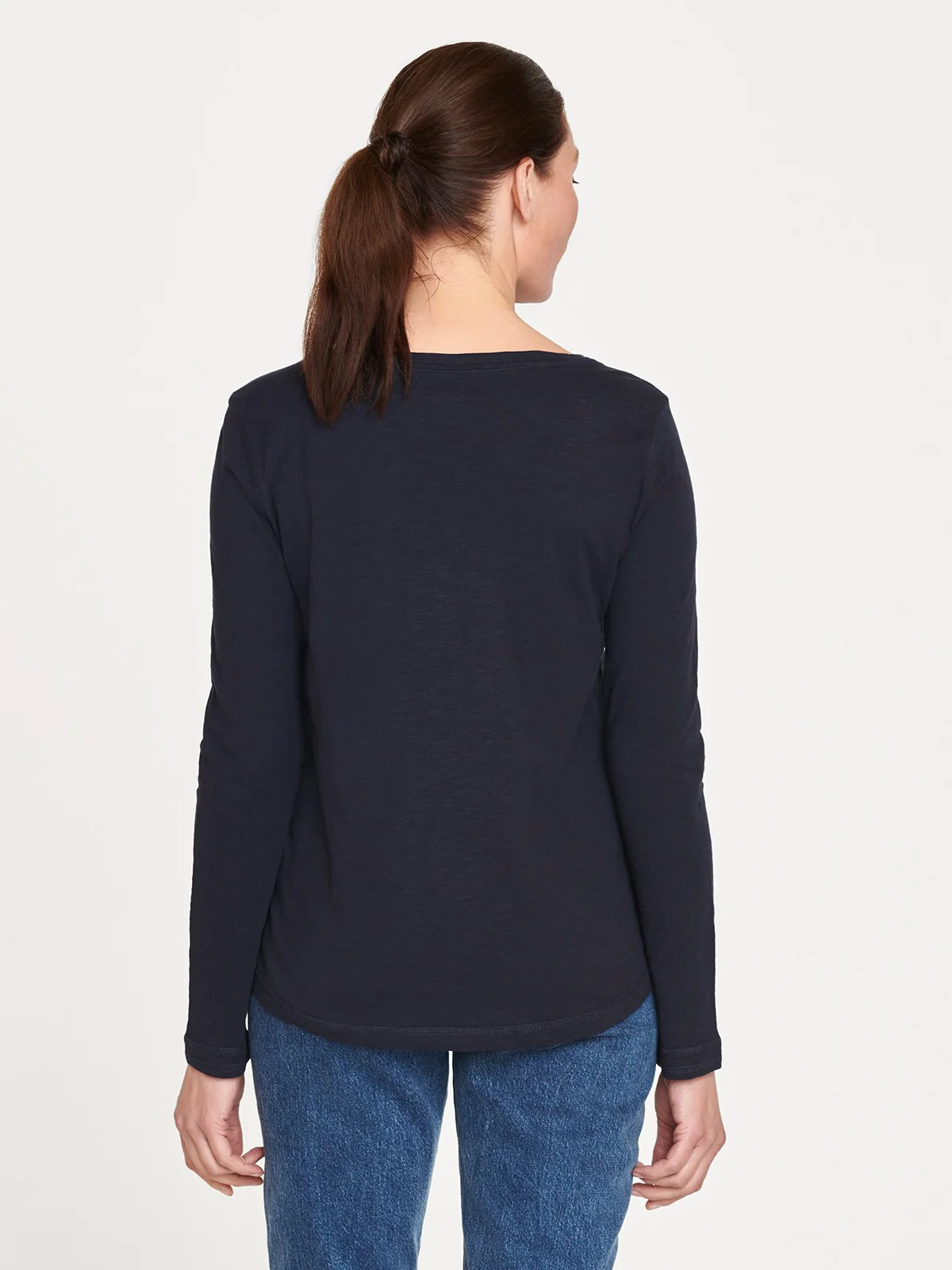Fairtrade Organic Cotton Long Sleeve Jersey Top - Navy - Flockneti