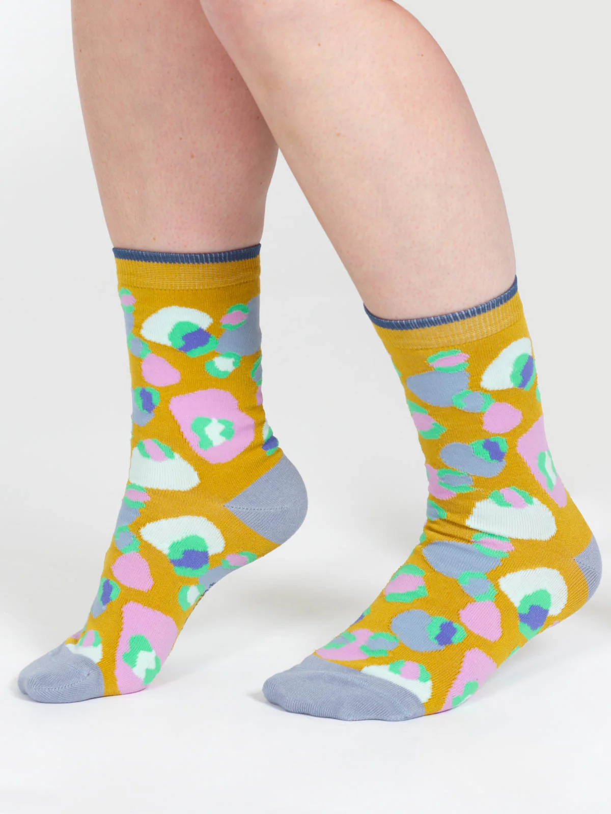 Multi Leopard Print Organic Cotton Socks - Yellow - Flockneti