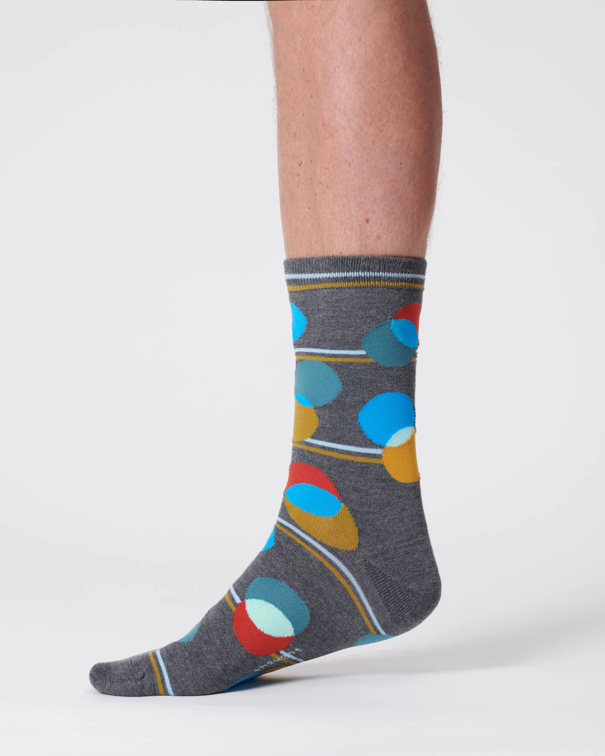 Mens Spot Stripe Bamboo Socks - Dark Grey Marl - Flockneti