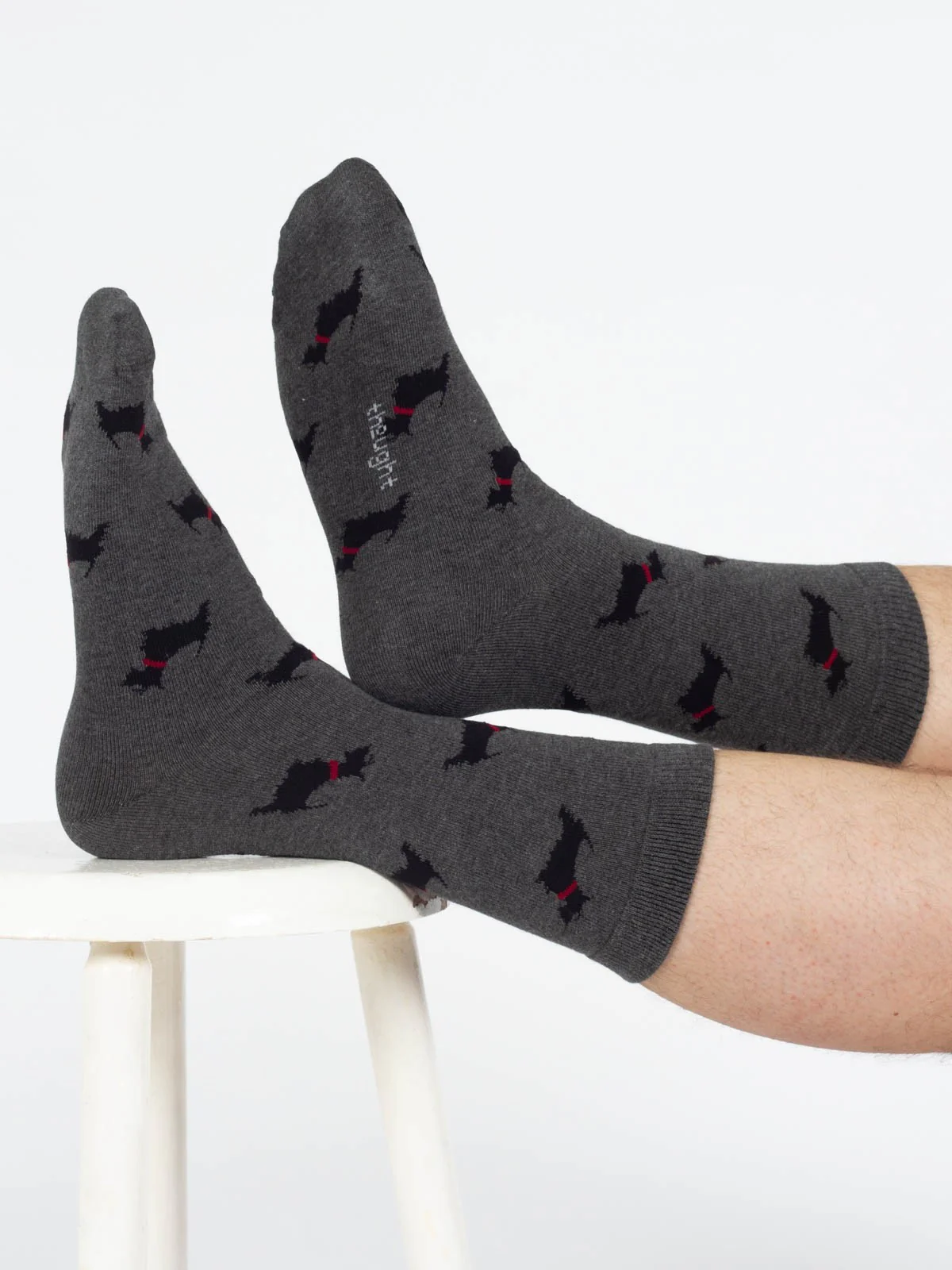 Doggy Bamboo Crew Socks - Grey/Scottish Terrier - Flockneti