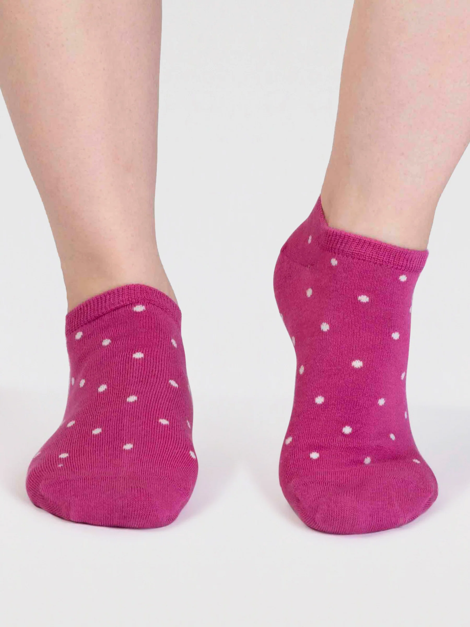 Dottie Bamboo Spotty Trainer Socks - Raspberry Pink - Flockneti