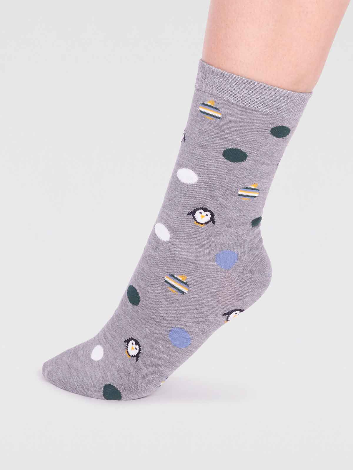 Neva Bamboo Penguin Sock - Grey Marle - Flockneti