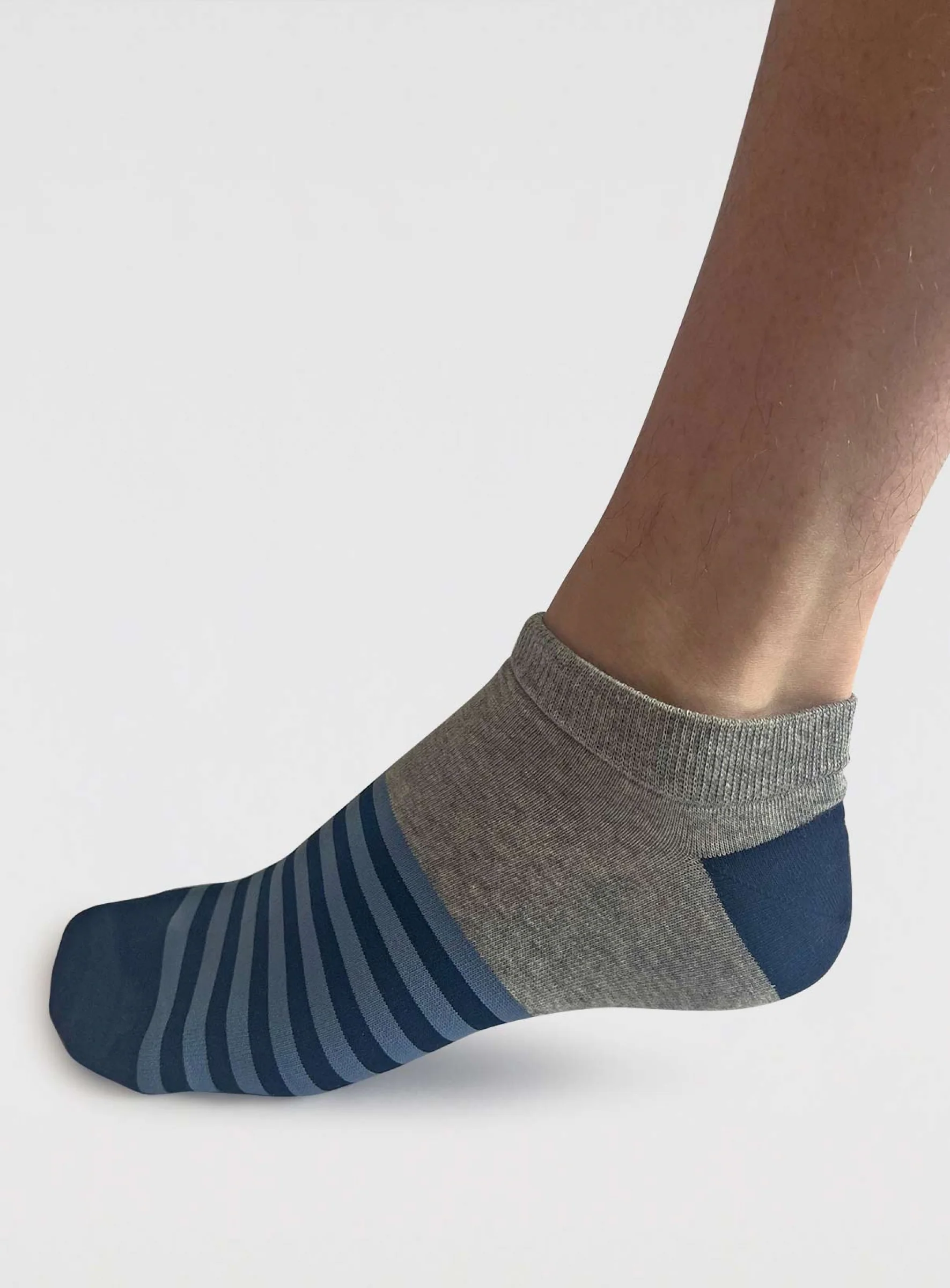 Mens Griffin Pattern Organic Cotton Trainer Socks - Mid Grey Marl - Flockneti