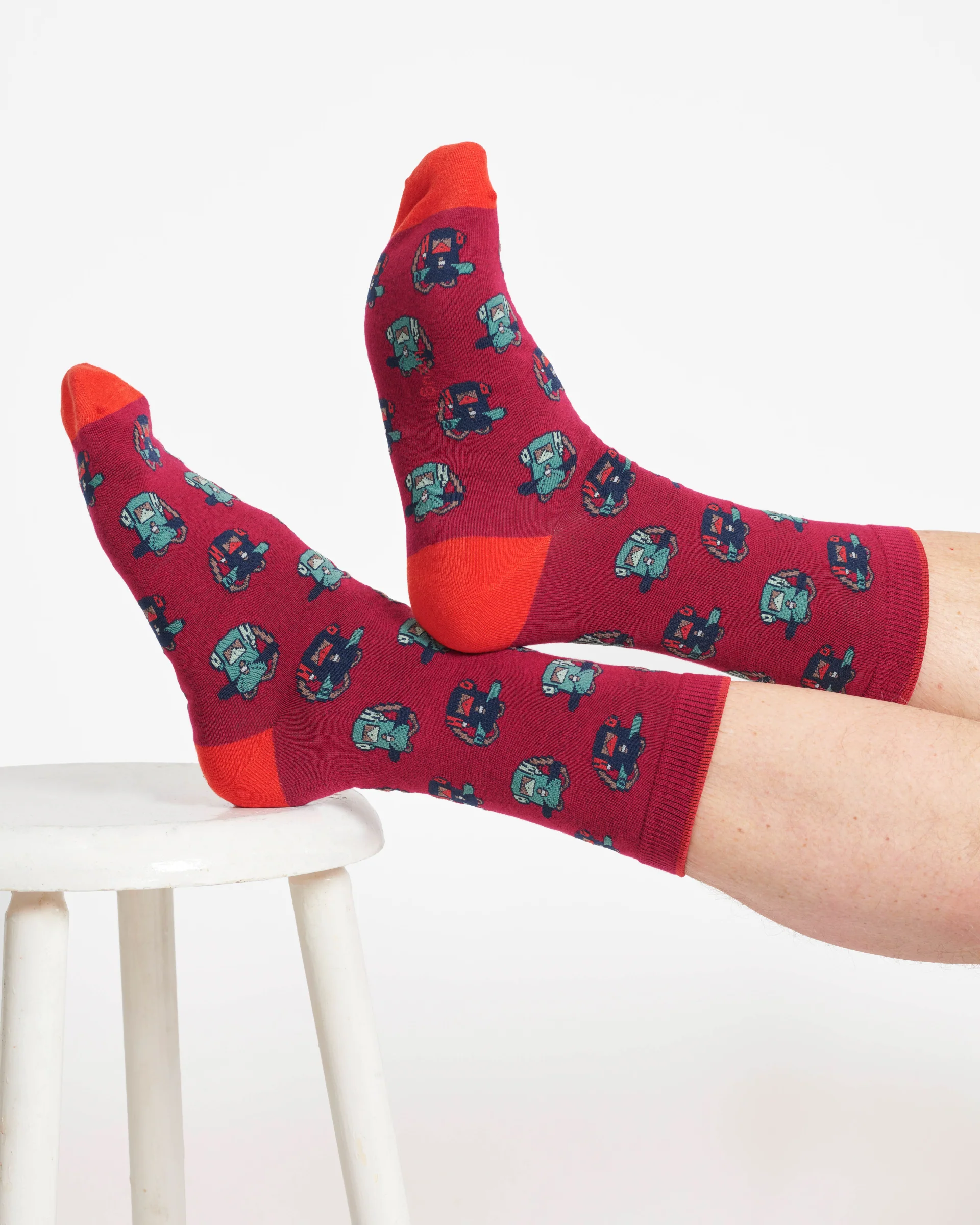 The Explorer Bamboo Gift Box of 4 Socks - Blue/Navy/Burgundy/Grey - Flockneti