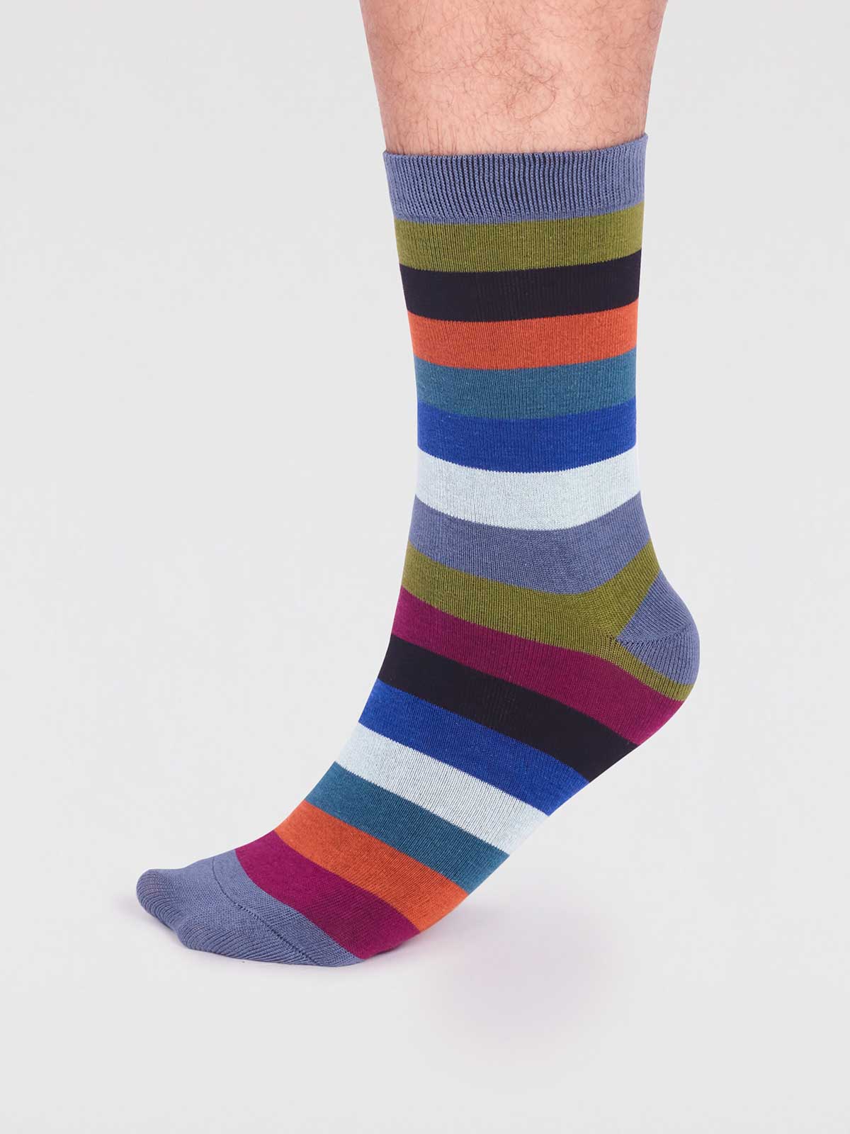 Jase Bamboo Stripe Socks - Smoke Blue - Flockneti