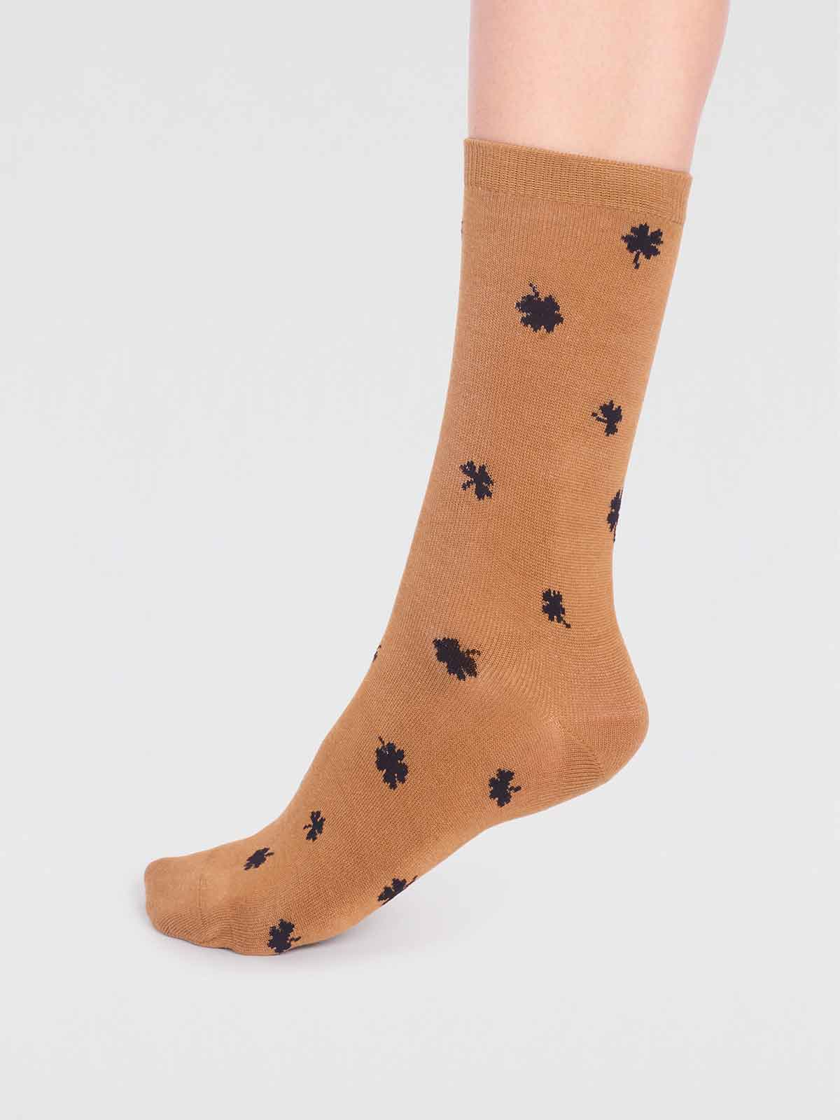 Niamh Bamboo Clover Socks - Straw Yellow - Flockneti