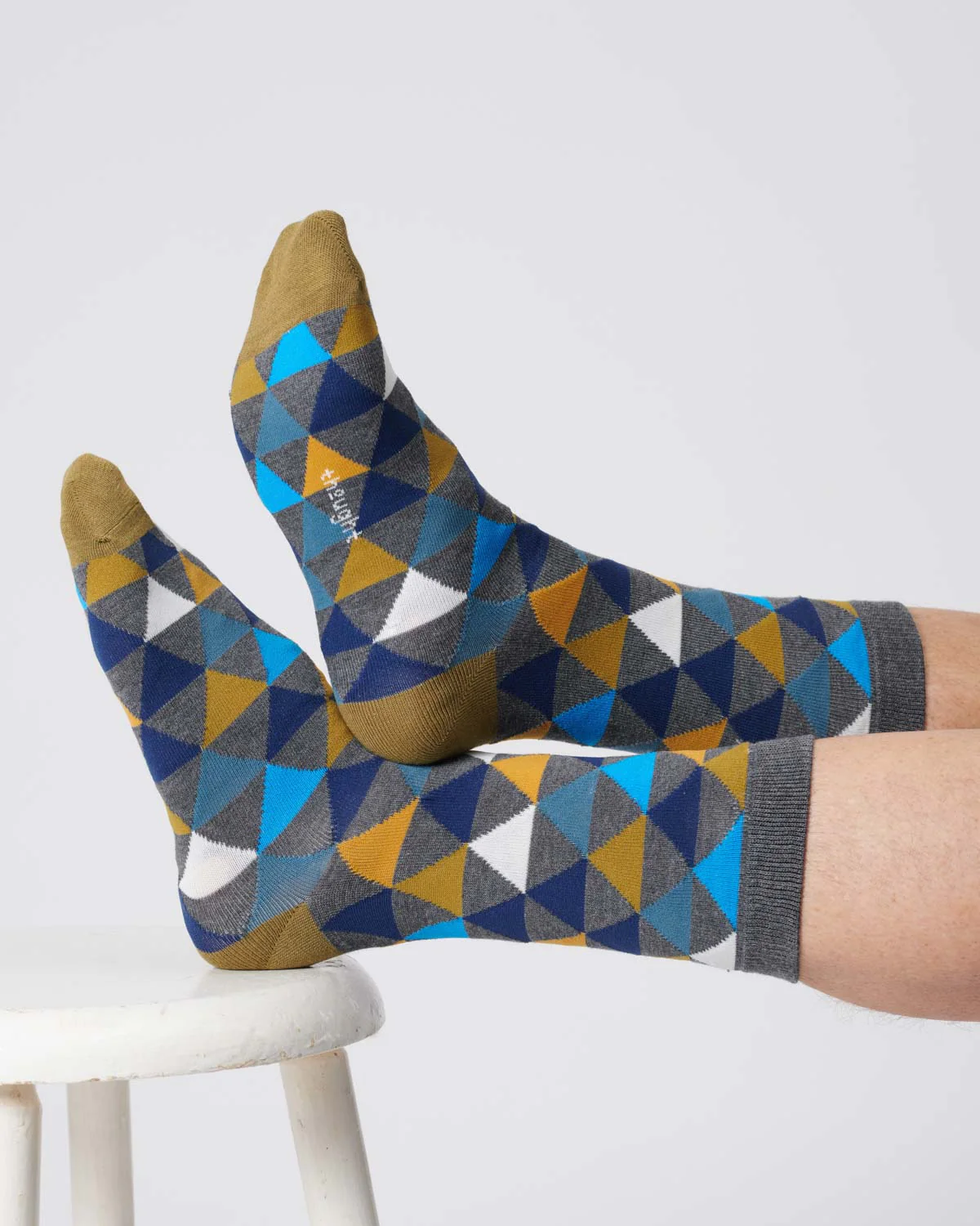 Mens Geo Triangle Bamboo Socks - Dark Grey Marl - Flockneti