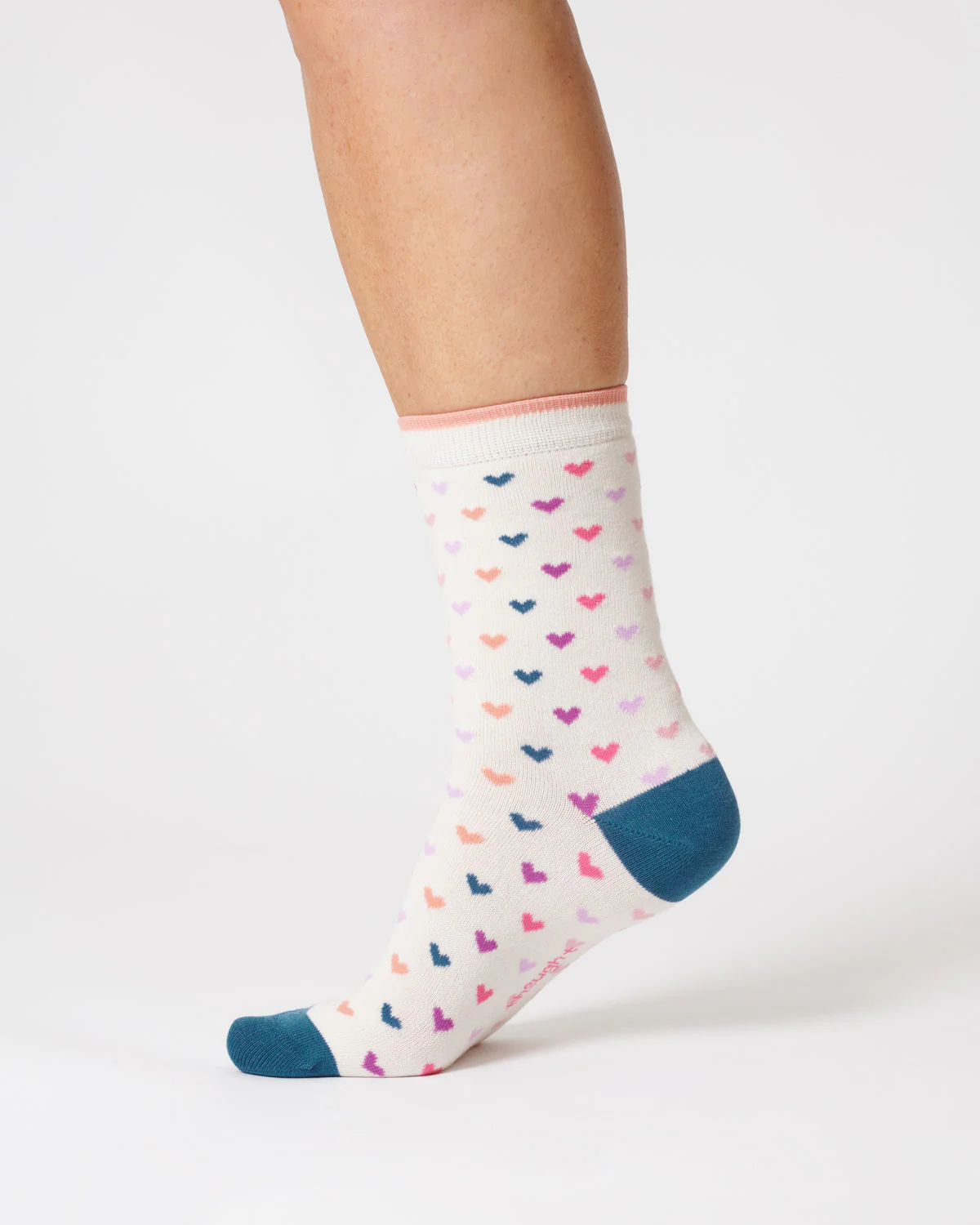 Womens Heart Spot Organic Cotton Socks - Stone White - Flockneti