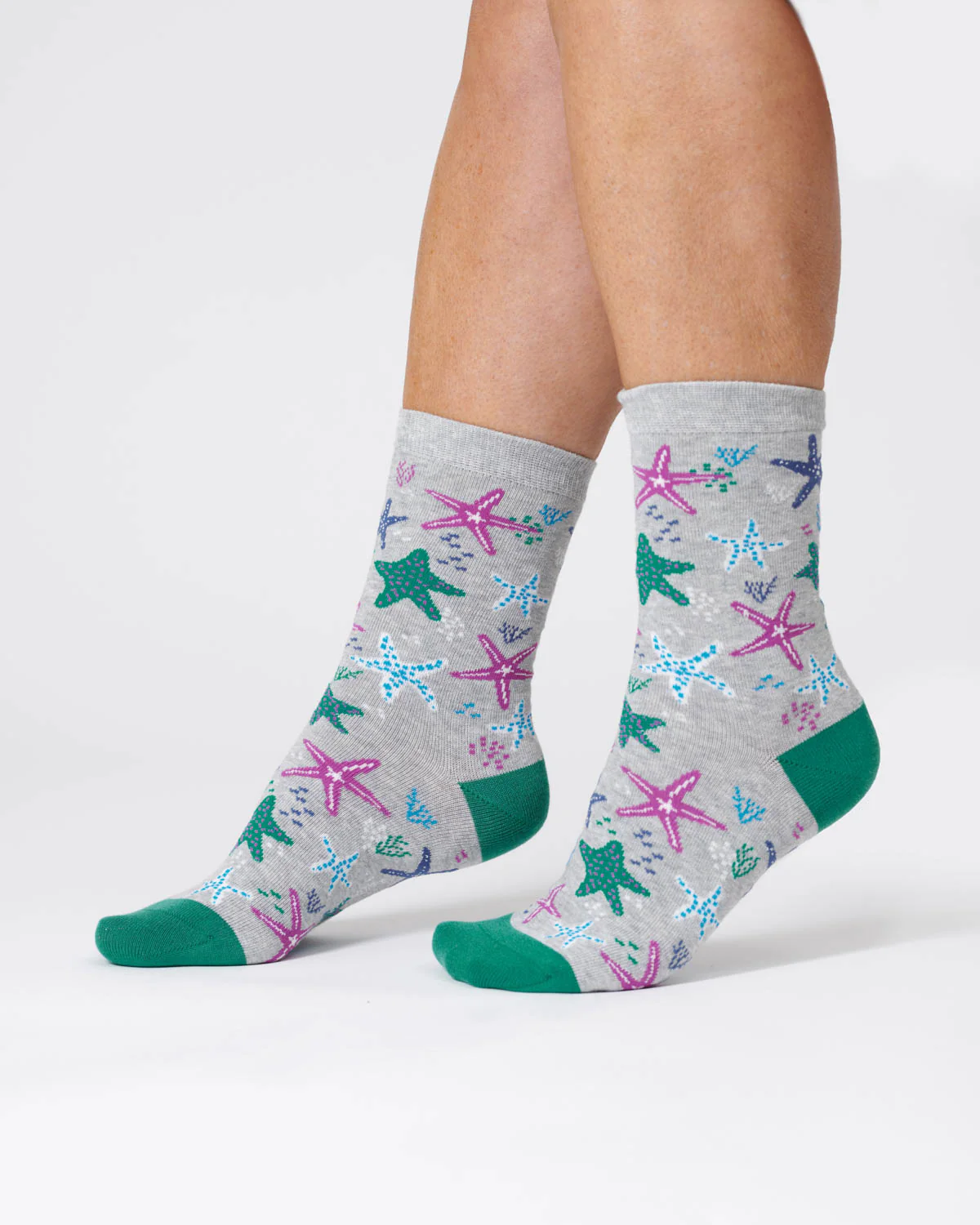 Womens Starfish Bamboo Sock - Mid Grey Marl - Flockneti