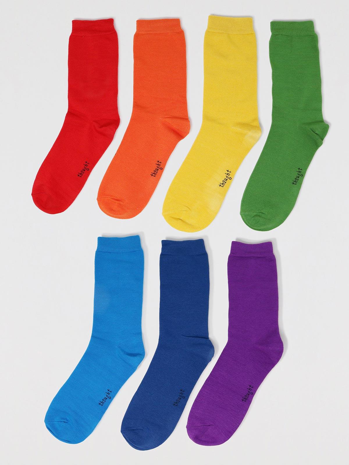 Rainbow Leftover Bamboo 7 Pack Sock Box - Flockneti