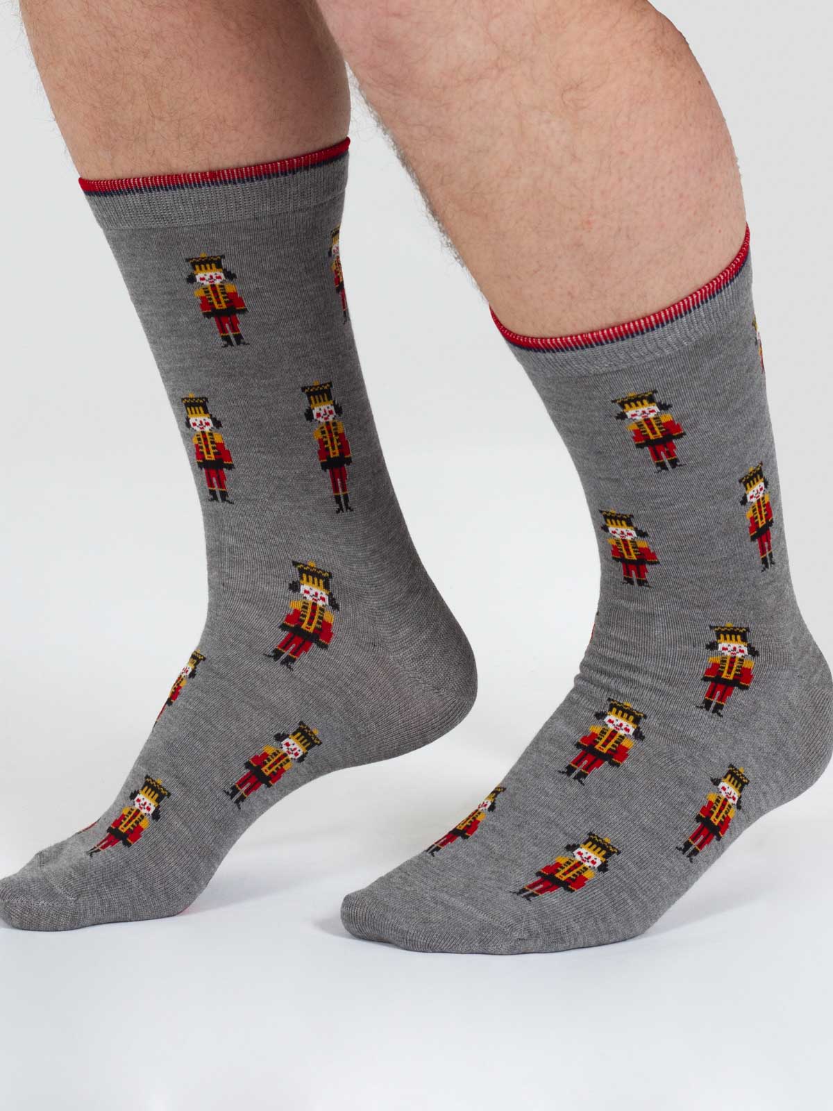 Christmas Nutcracker Bamboo Socks - Grey - Flockneti