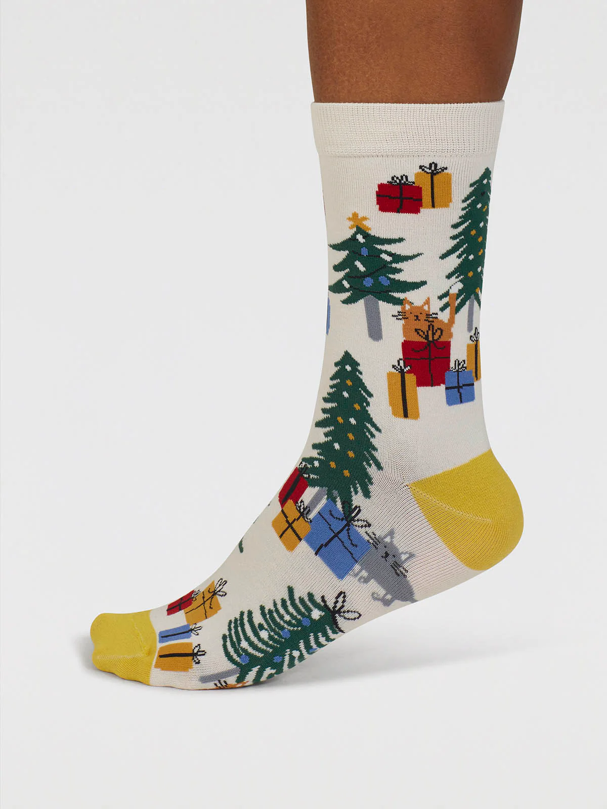 Jemila Christmas Organic Cotton Socks - Stone White - Flockneti