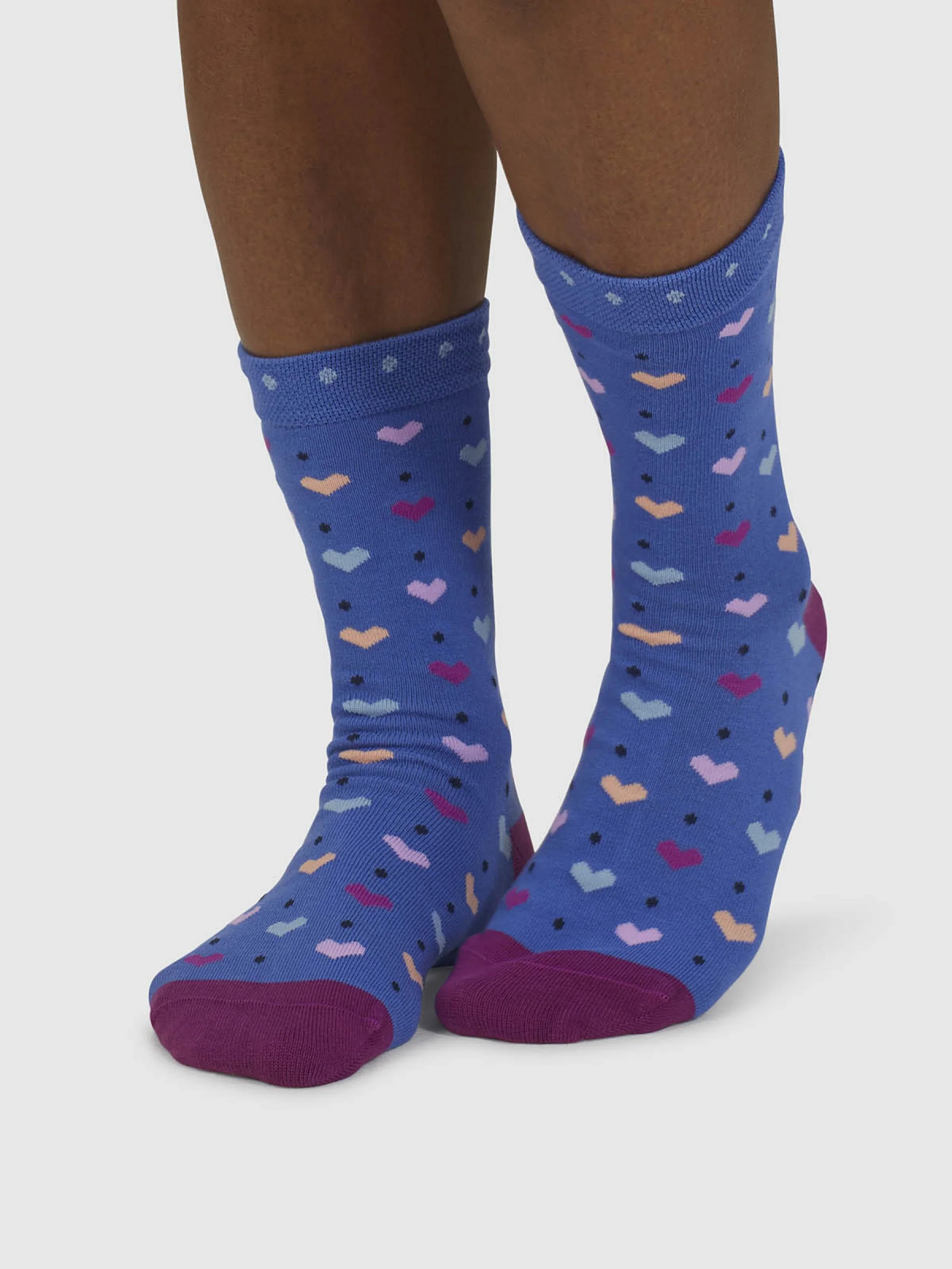 Tyas Heart Organic Cotton Socks - Light Sapphire Blue - Flockneti