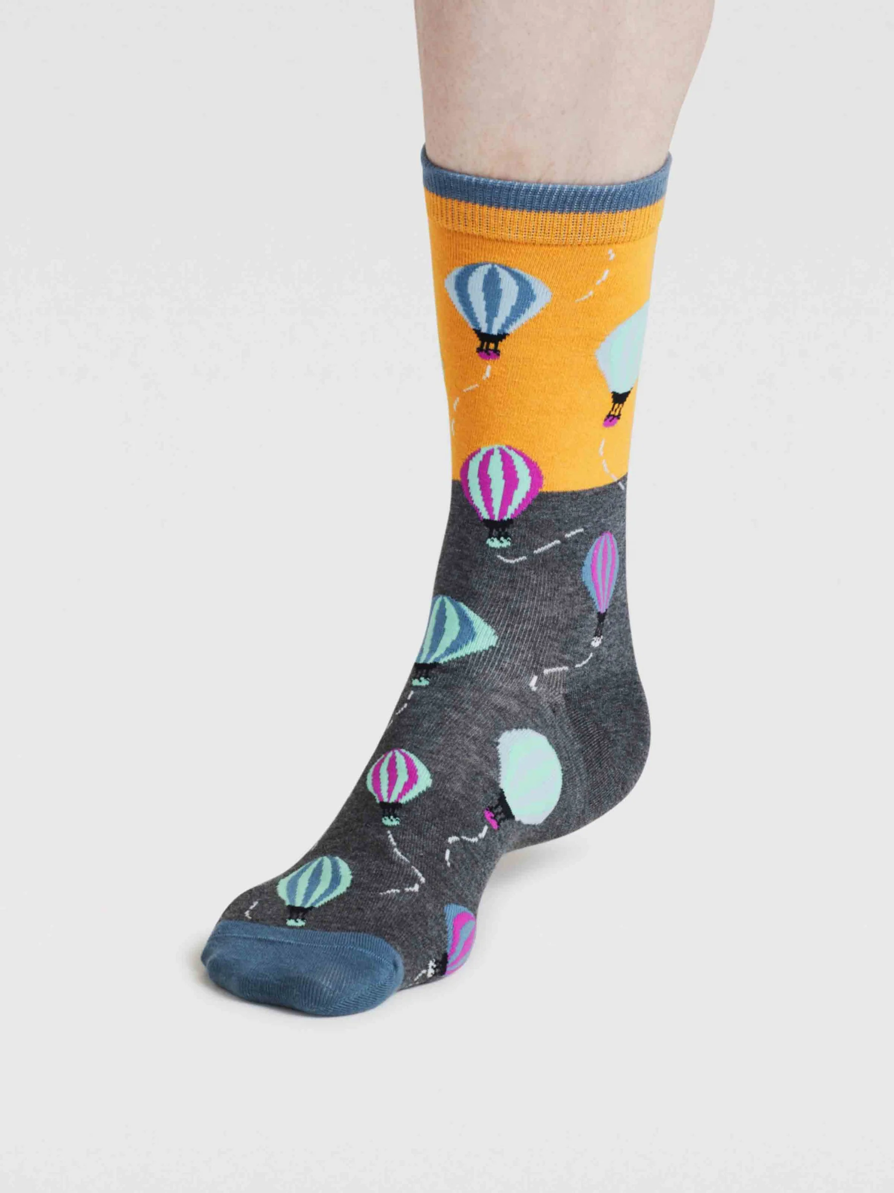 Pele Hot Air Balloon Organic Cotton Socks - Cumin Yellow - Flockneti
