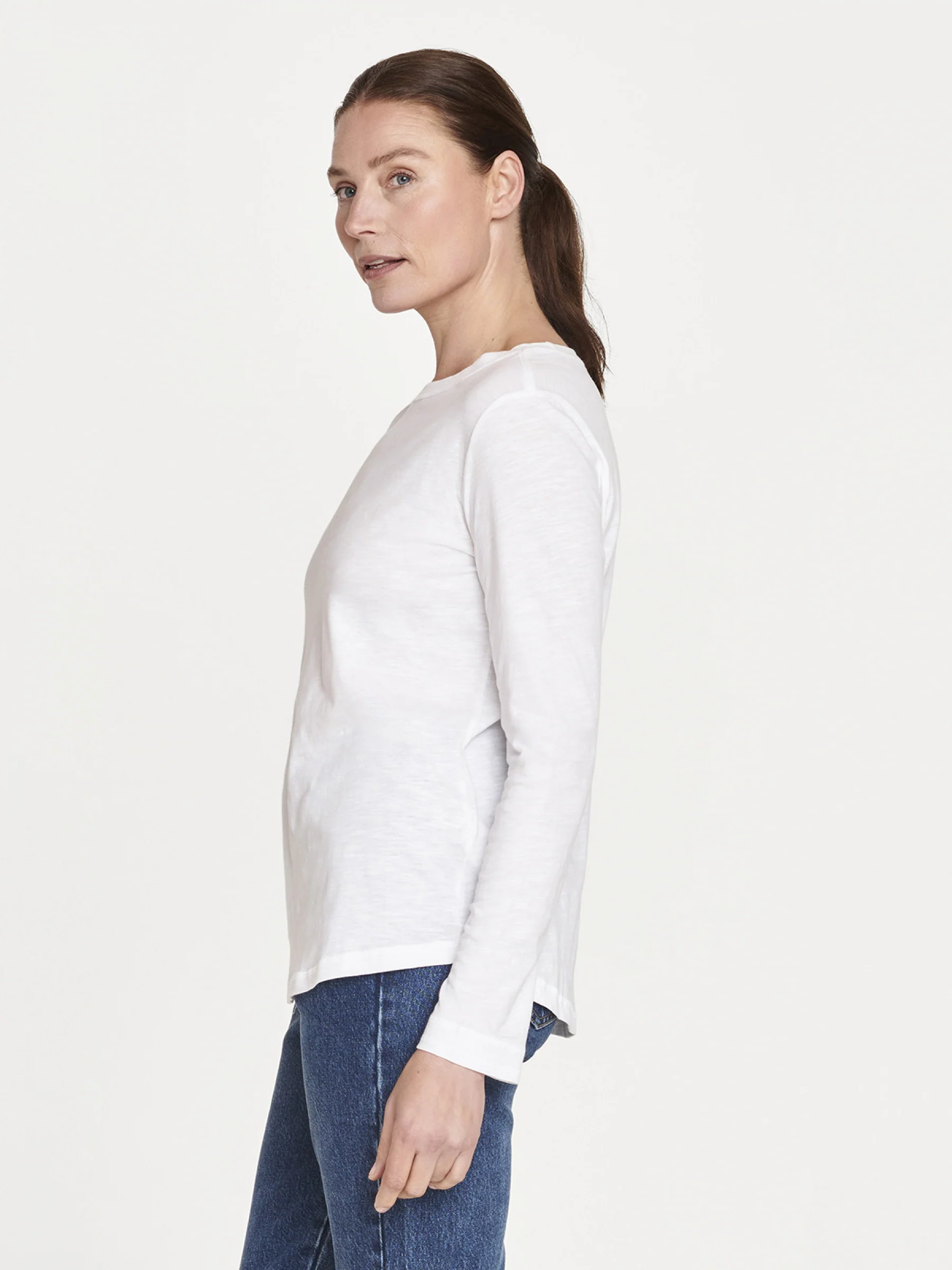 Fairtrade Organic Cotton Long Sleeve Jersey Top - White - Flockneti