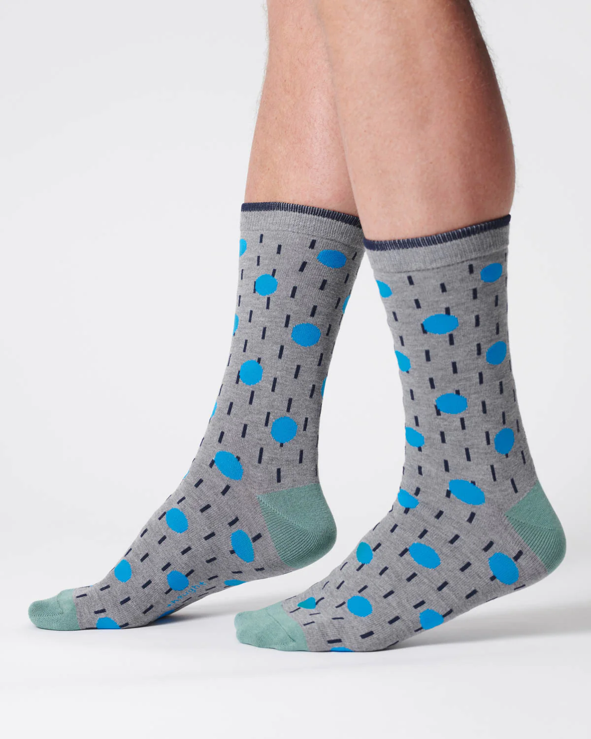 Mens Dash Spot Bamboo Socks - Grey Marl - Flockneti