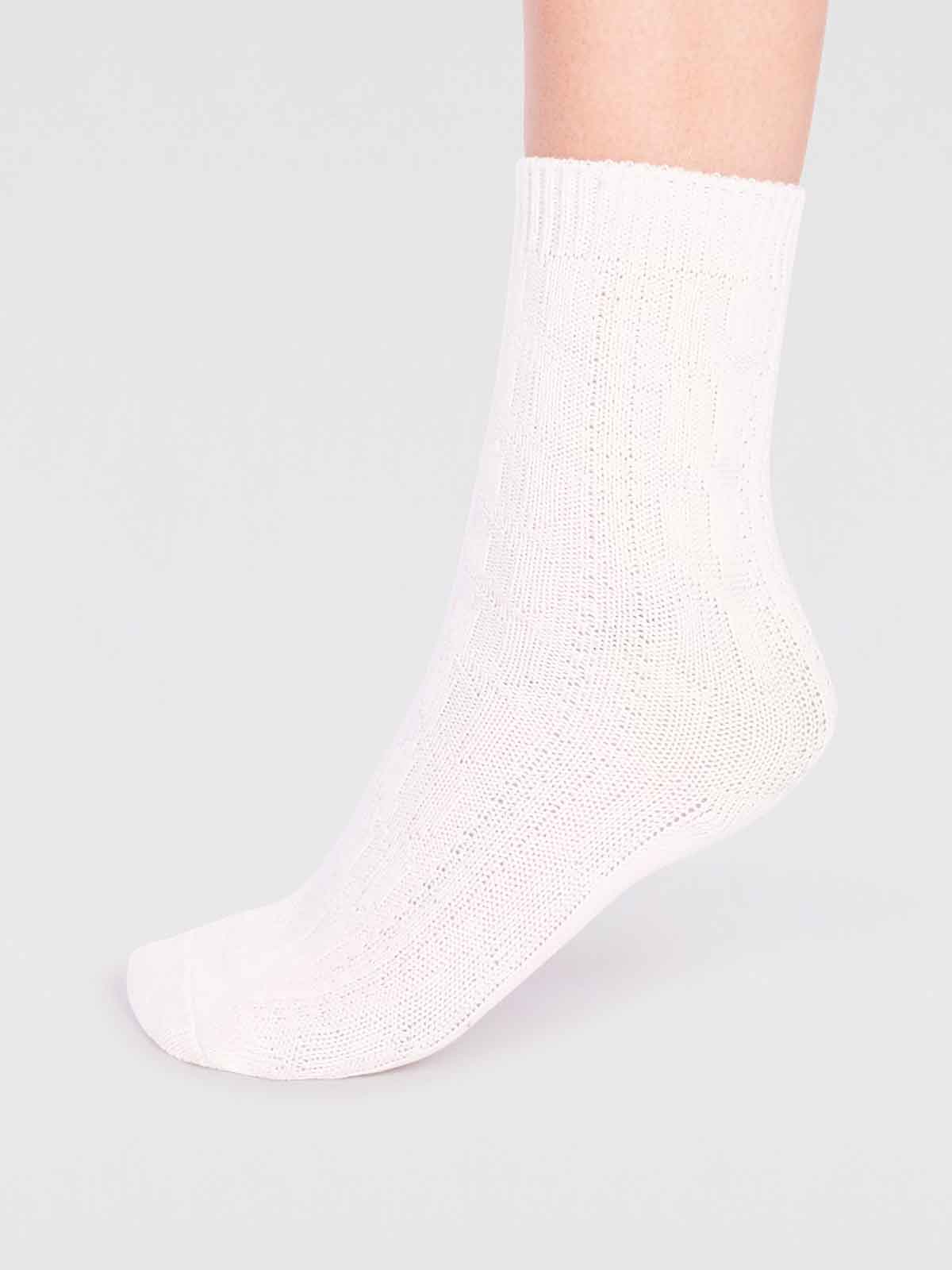 Rebekah Organic Cotton Slub Sock - Stone White - Flockneti