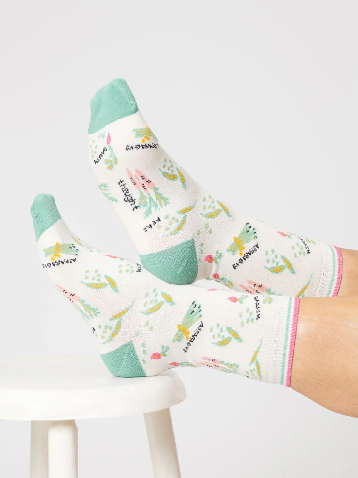 Womens Vegetable Organic Cotton Socks - Stone White - Flockneti
