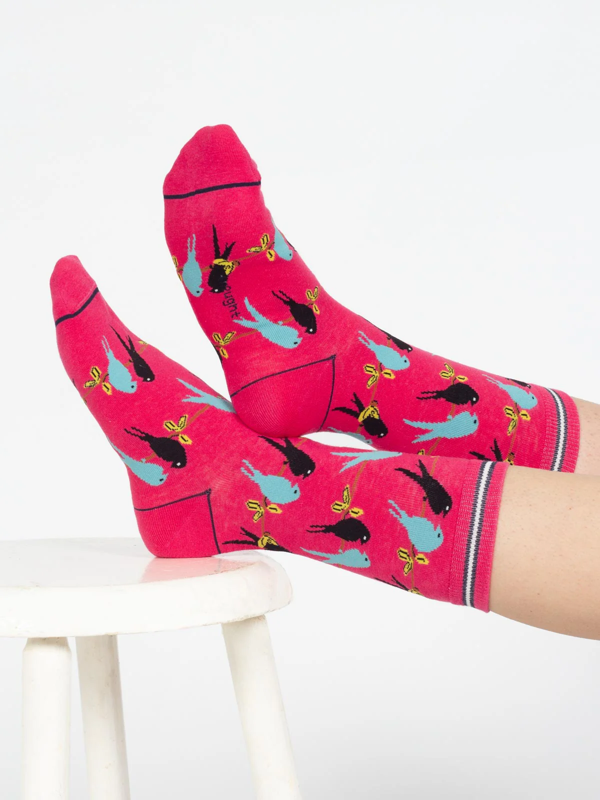 Lovebird Silhouette Organic Cotton Socks - Coral - Flockneti