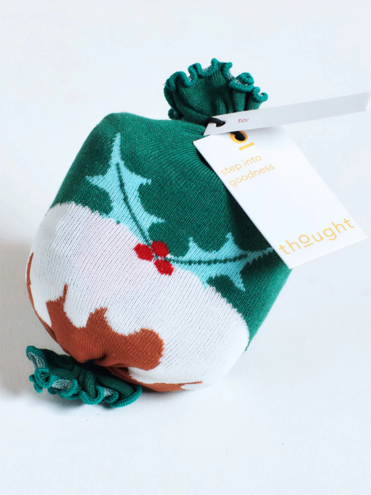 Nohea Christmas Pudding Bamboo Sock In A Bag - Multi - Flockneti