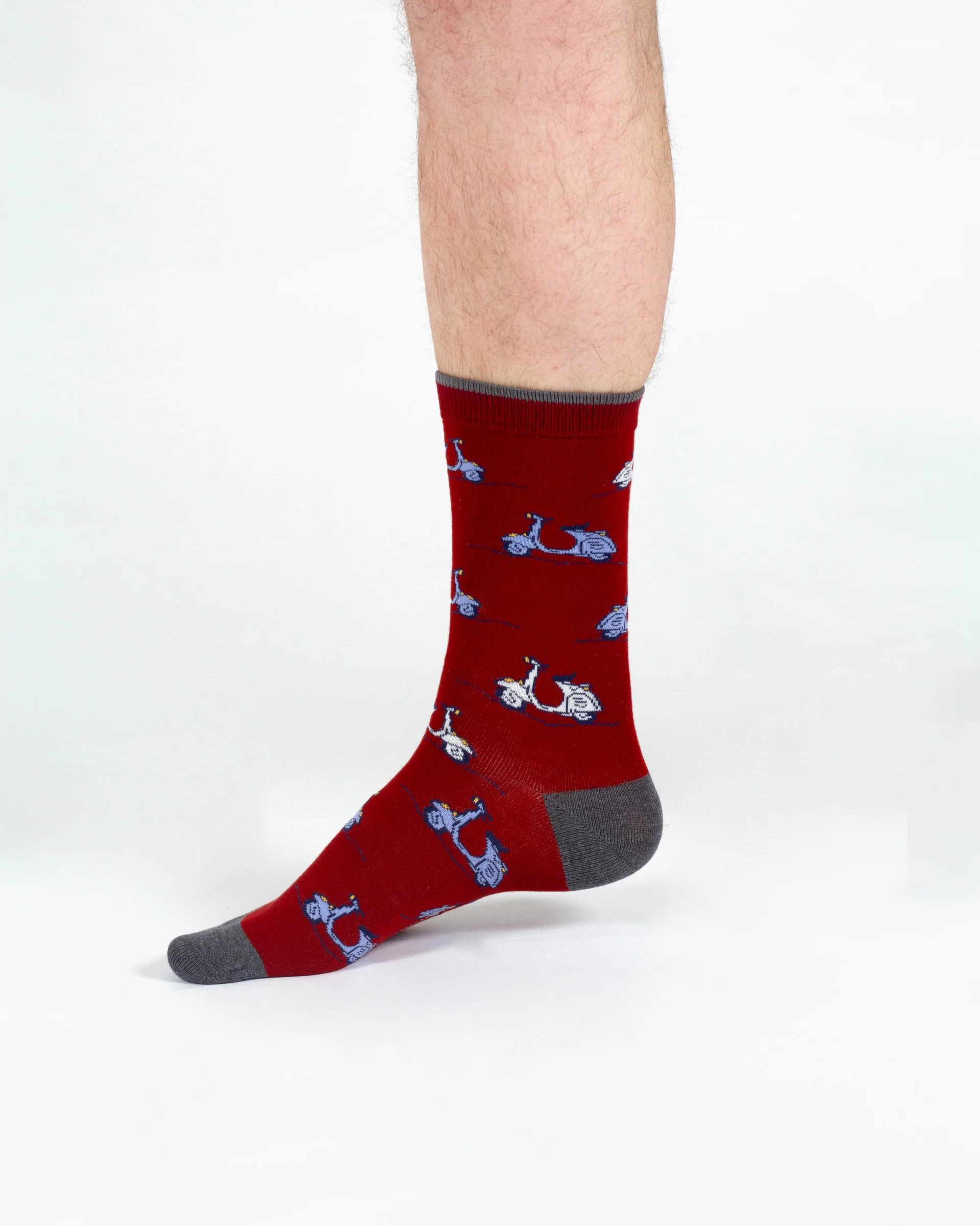 Speedy Scooter Bamboo Crew Socks - Burgundy - Flockneti