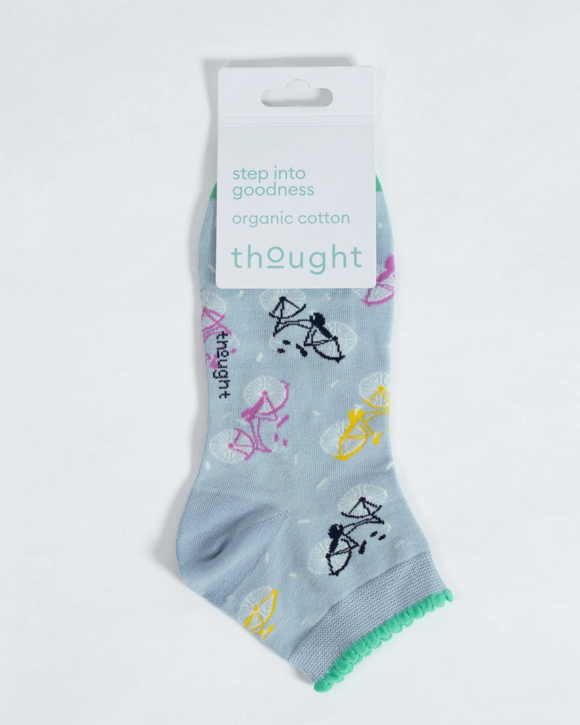 Bicycle Confetti Spot Organic Cotton Ankle Socks - Light Blue/Green - Flockneti