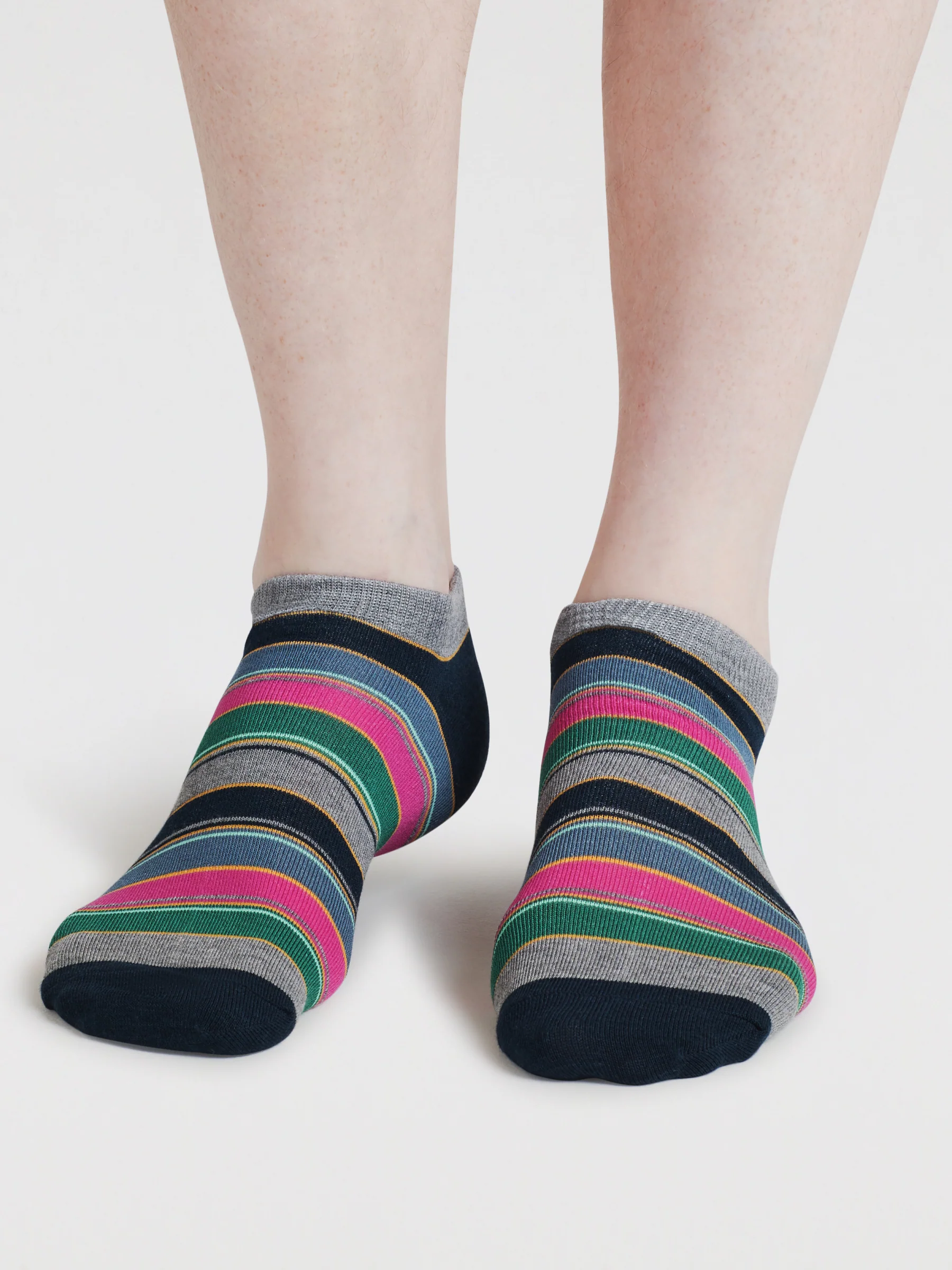 Mens Ady Bike & Stripe Bamboo 3 Pack Trainer Socks - Multi - Flockneti