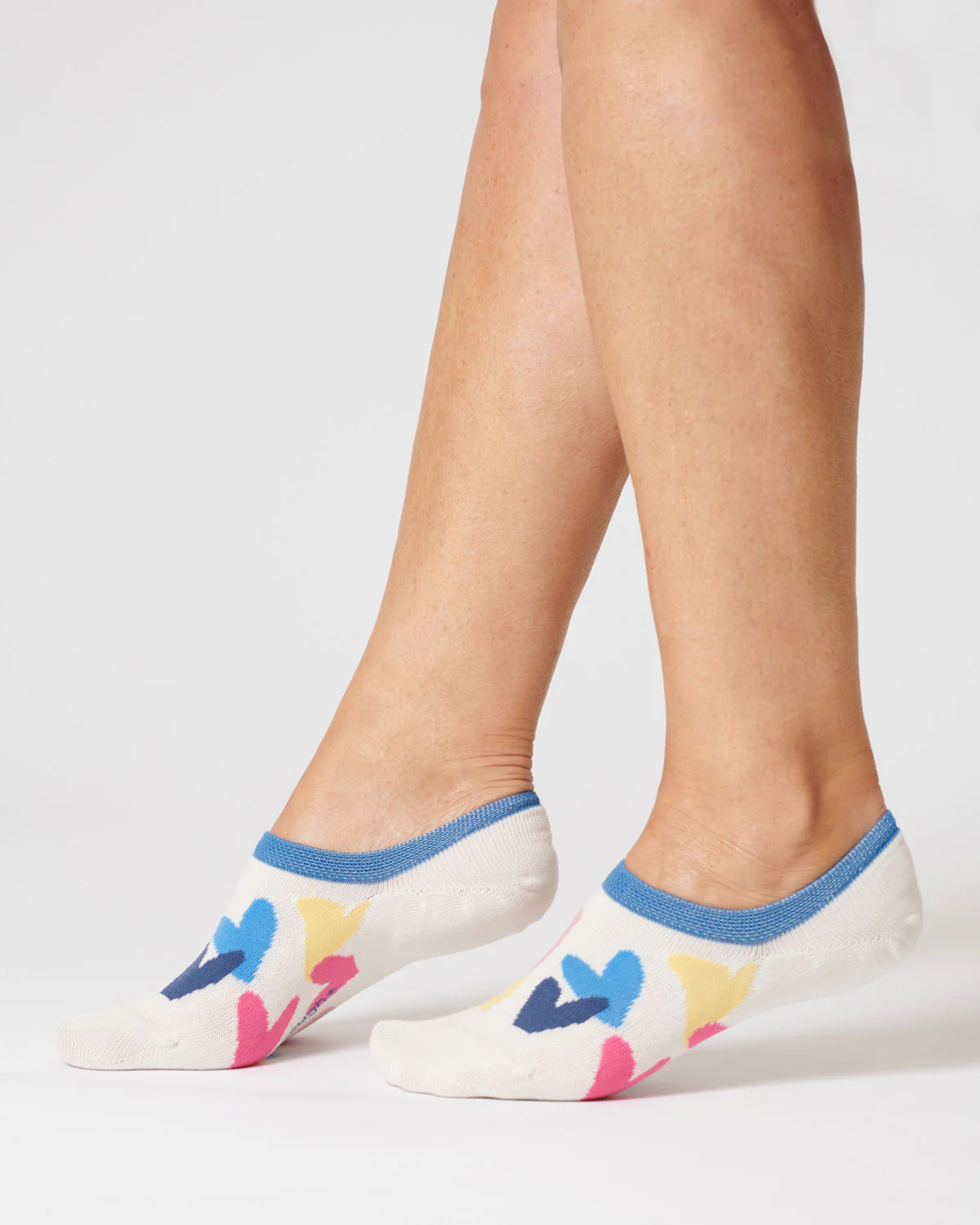 Womens Heart Bamboo No Show Socks - Stone White - Flockneti