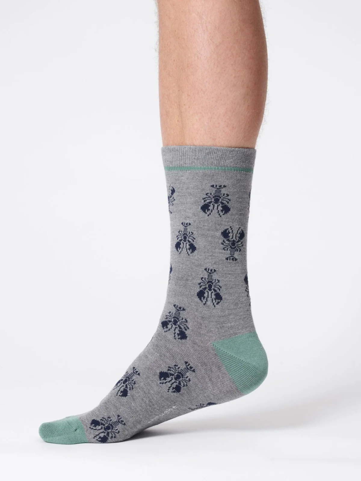 Mens Lobster Bamboo Socks - Grey Marl - Flockneti