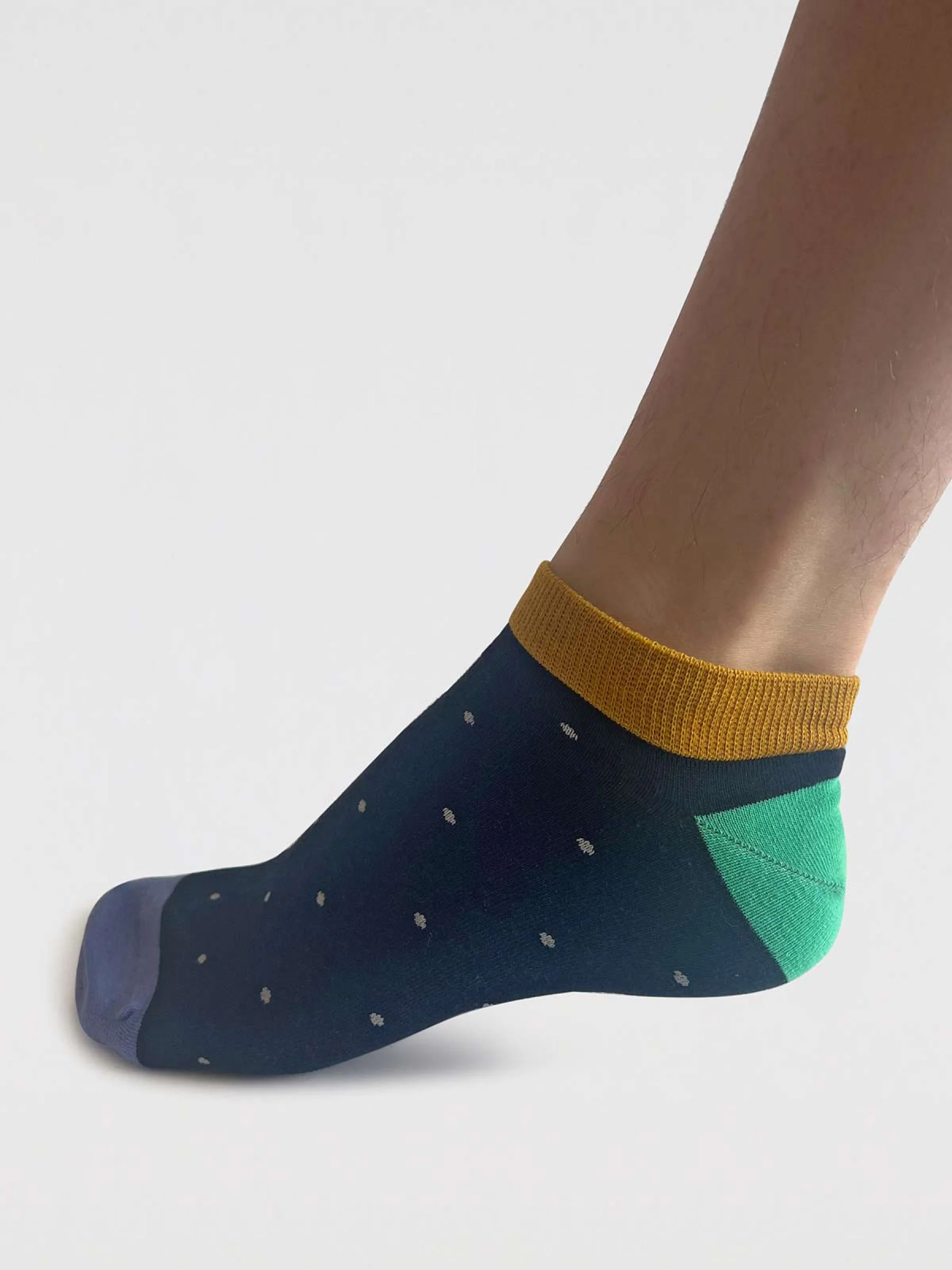 Mens Griffin Pattern Organic Cotton Trainer Socks - Navy - Flockneti
