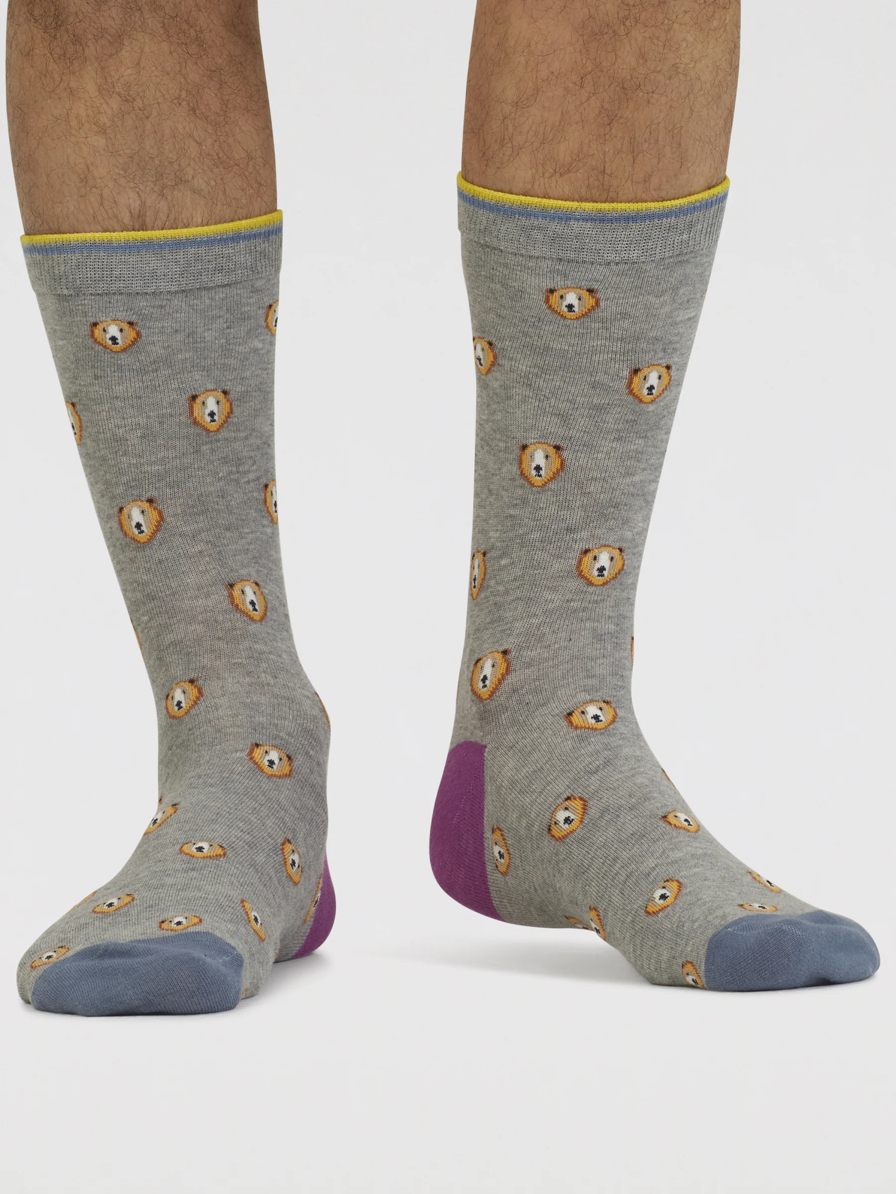 Axel Bear Organic Cotton Socks - Mid Grey Marle - Flockneti
