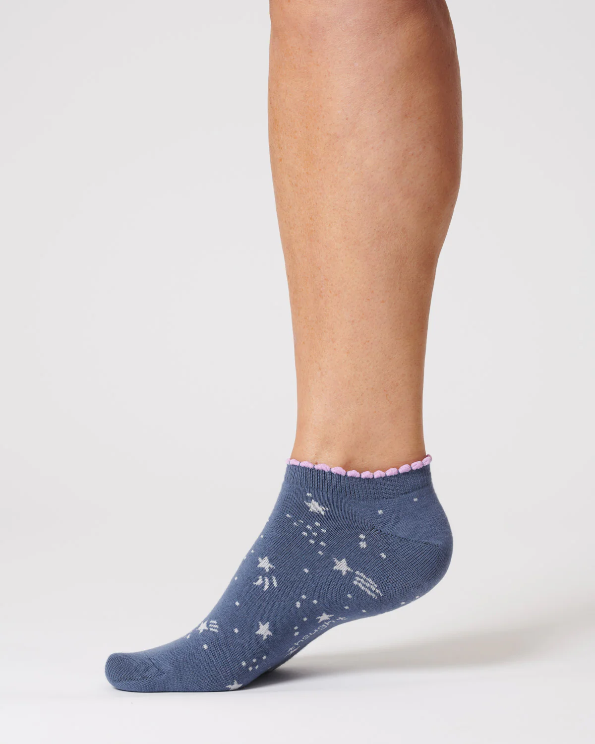 Womens Starry Organic Cotton Trainer Socks - Blueberry - Flockneti