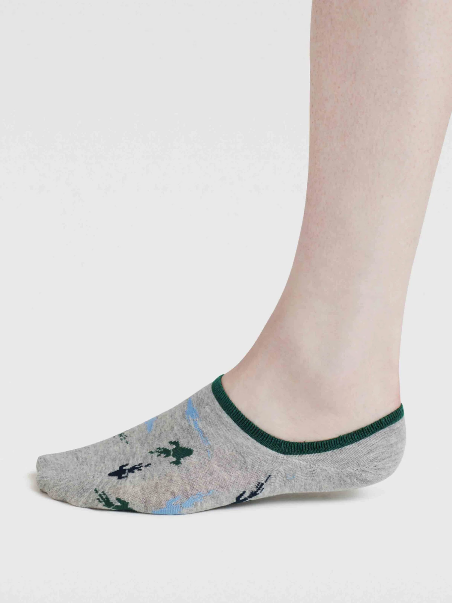 Space Rocket Organic Cotton No-Show Socks - Grey Marl - Flockneti