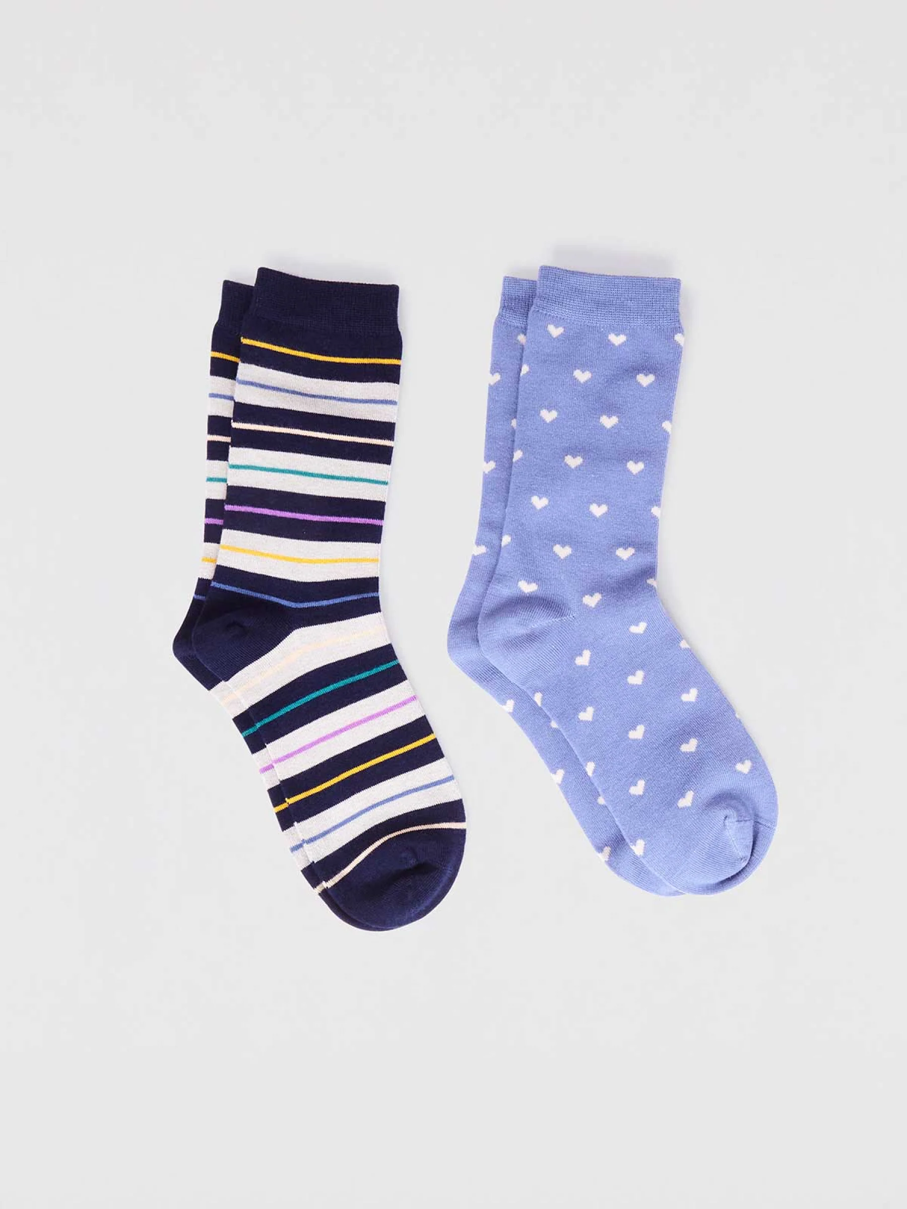 Evie Bamboo Heart 2 Pack Socks - Multi - Flockneti