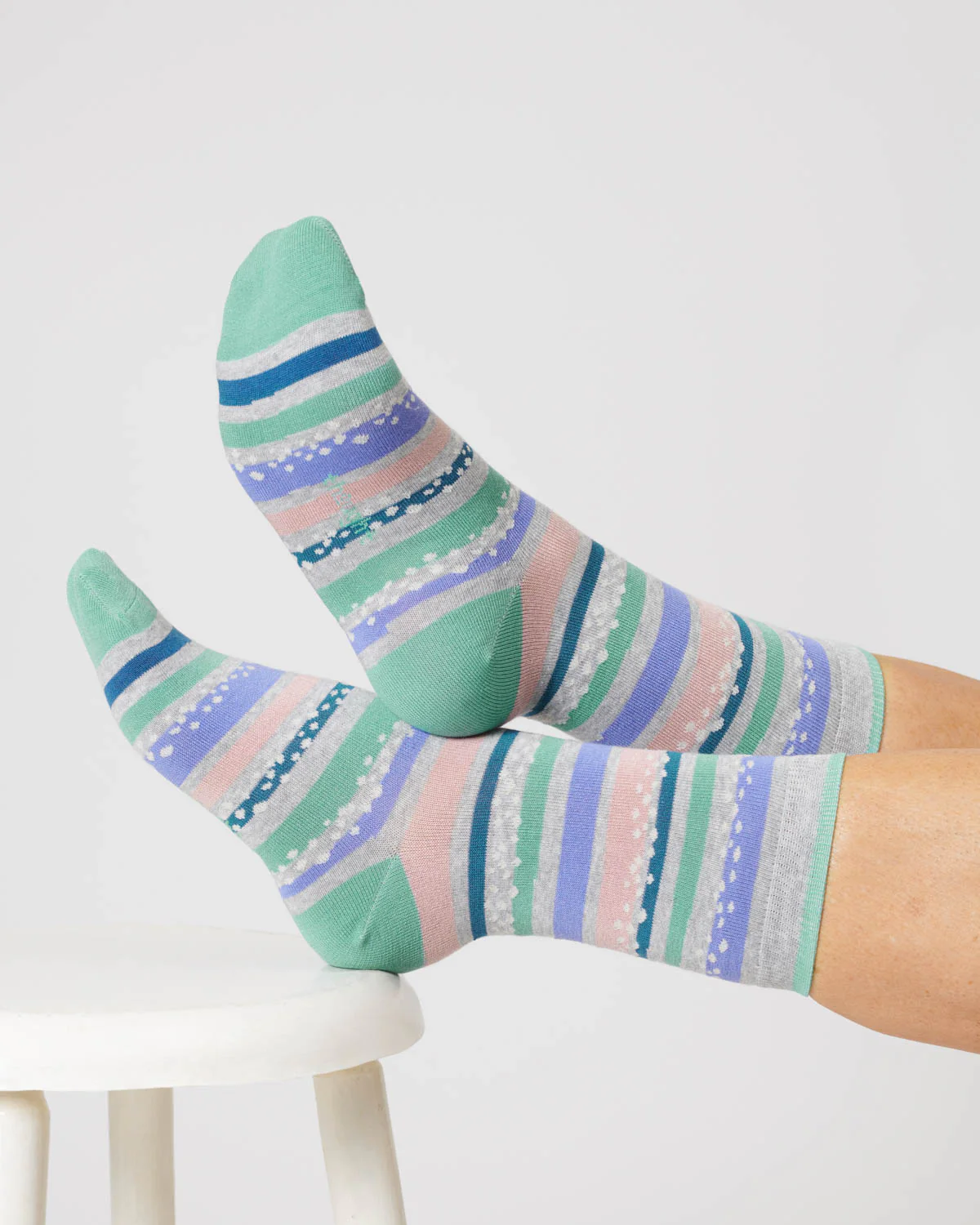 Womens Stripe Bamboo Socks - Grey Marl - Flockneti