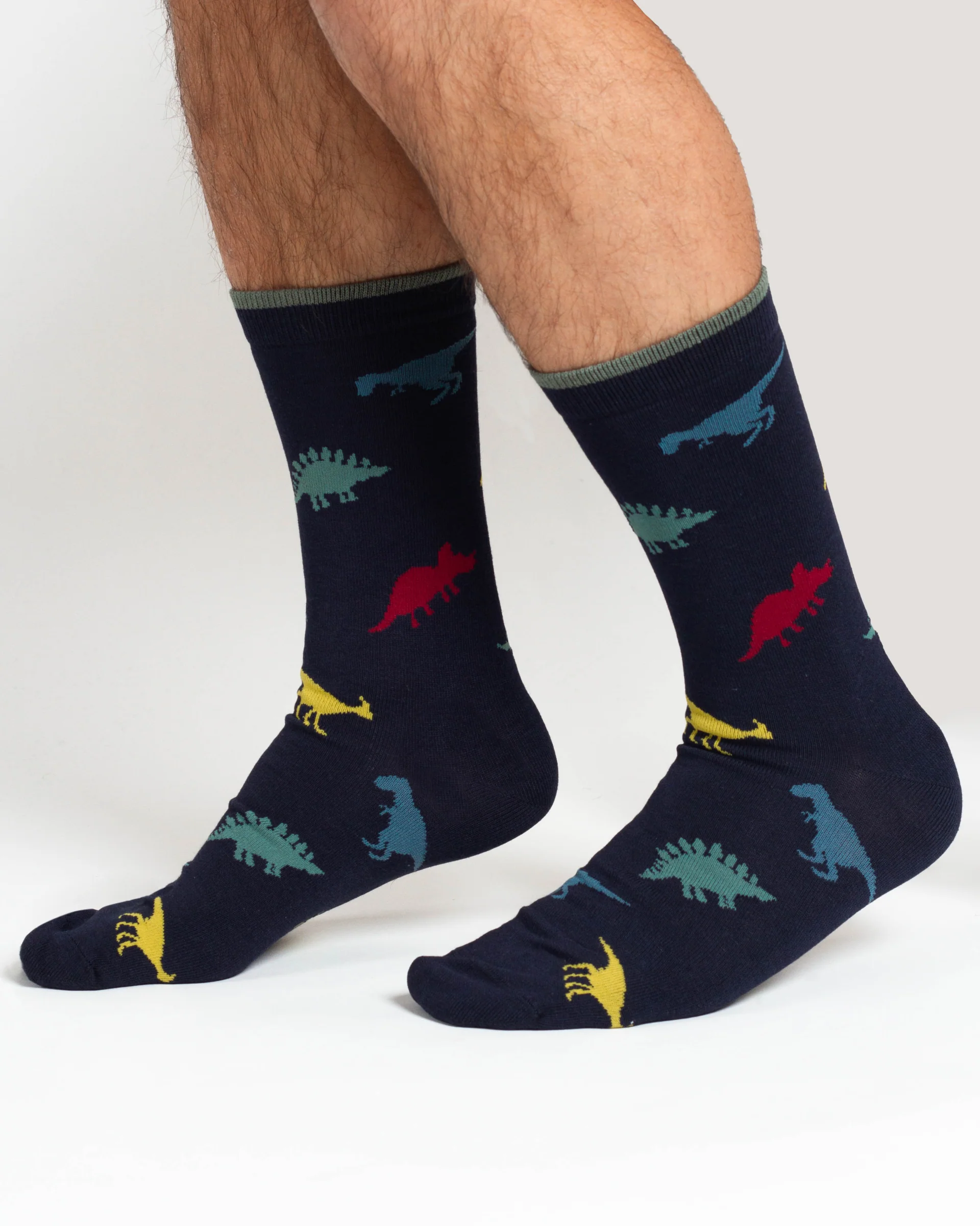 Dino Bamboo 2 Socks in a Bag - Green/Navy - Flockneti