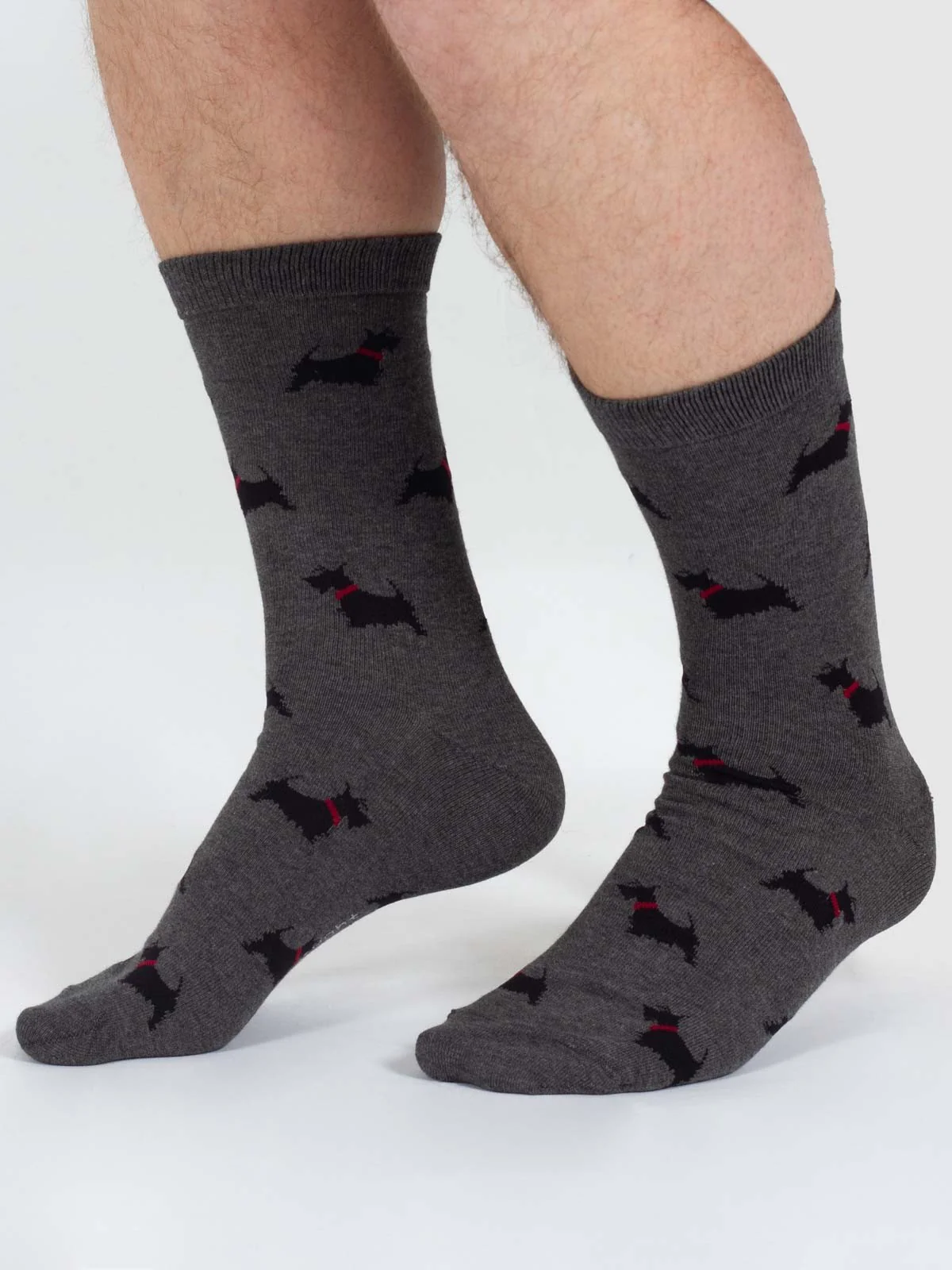 Doggy Bamboo Crew Socks - Grey/Scottish Terrier - Flockneti