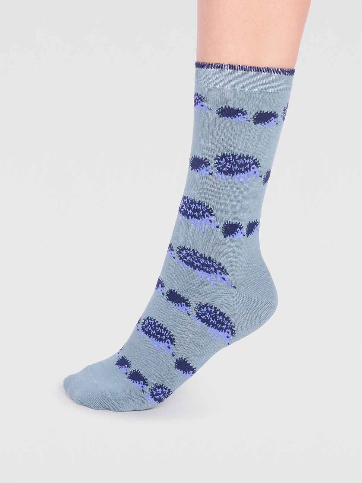 Hadley Bamboo Hedgehog Socks  - Eucalyptus Blue - Flockneti
