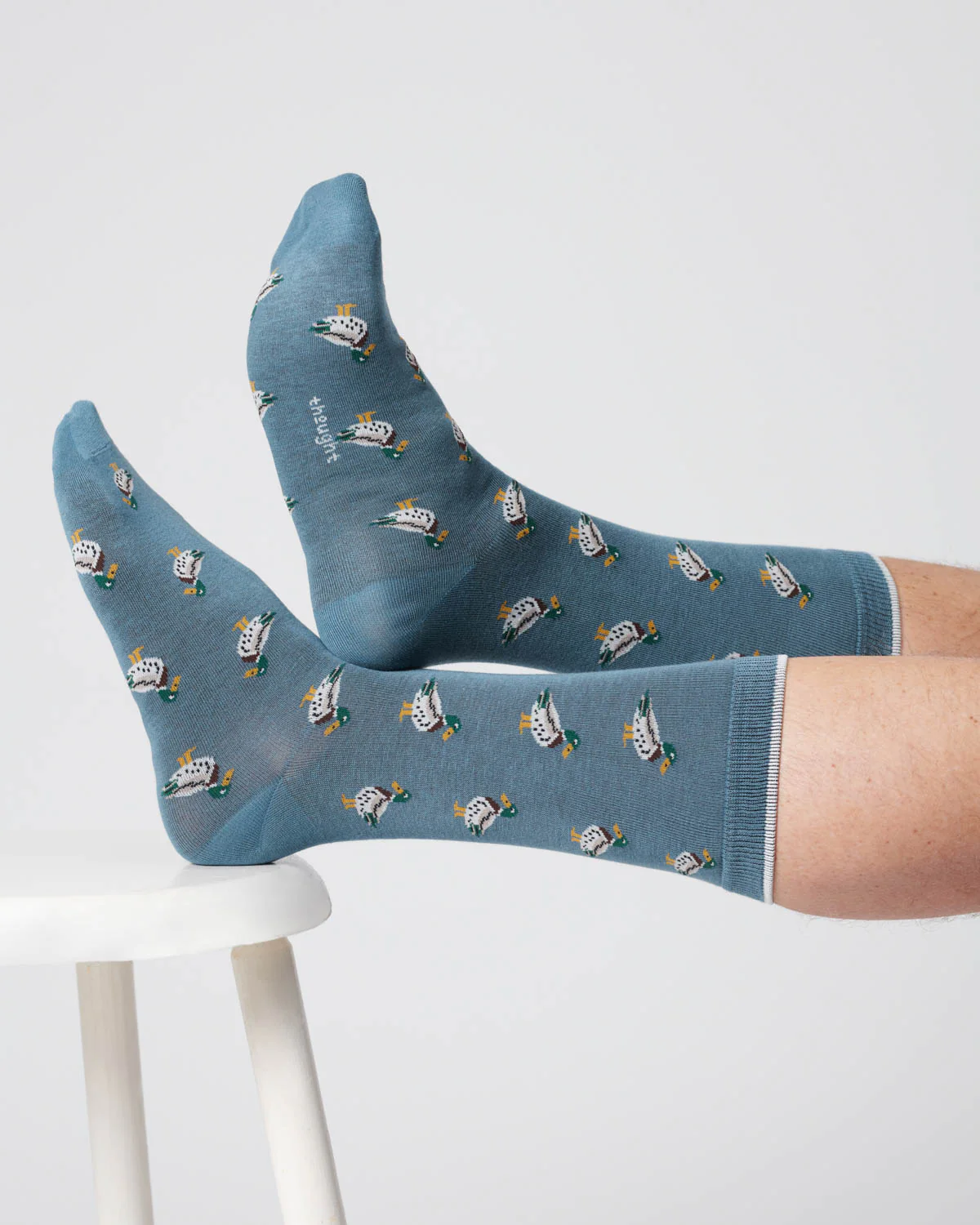 Mens Duck Organic Cotton Socks - Misty Blue - Flockneti