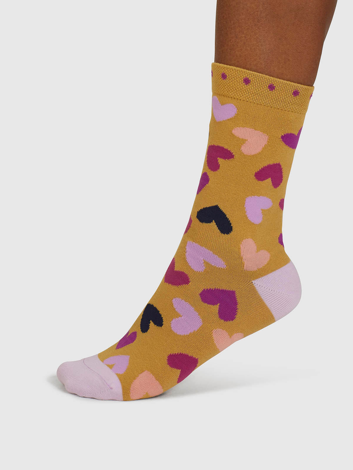 Tyas Heart Organic Cotton Socks - Cumin Yellow - Flockneti