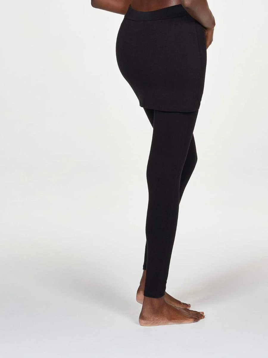 Essential Bamboo Skirt Cover Leggings - Black - Flockneti