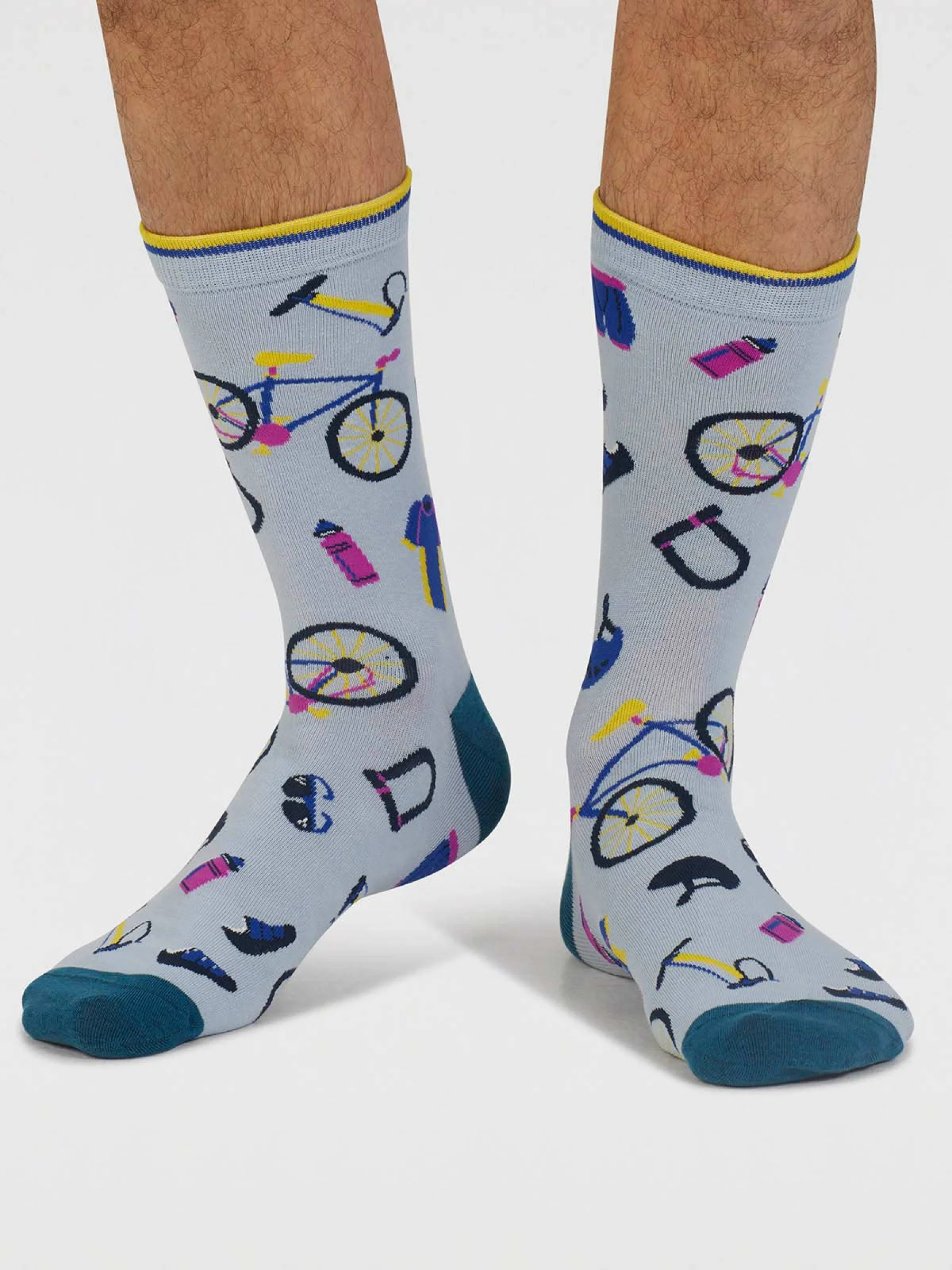 Griffen Bike Parts Organic Cotton Socks - Chambray Blue - Flockneti