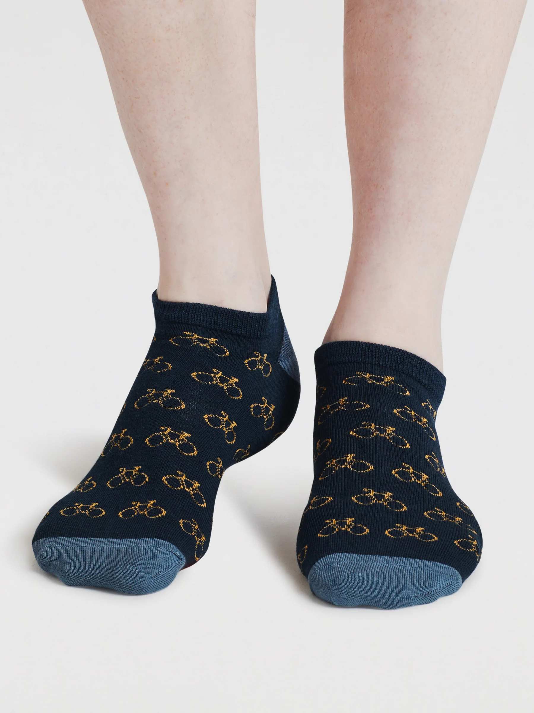 Mens Ady Bike & Stripe Bamboo 3 Pack Trainer Socks - Multi - Flockneti