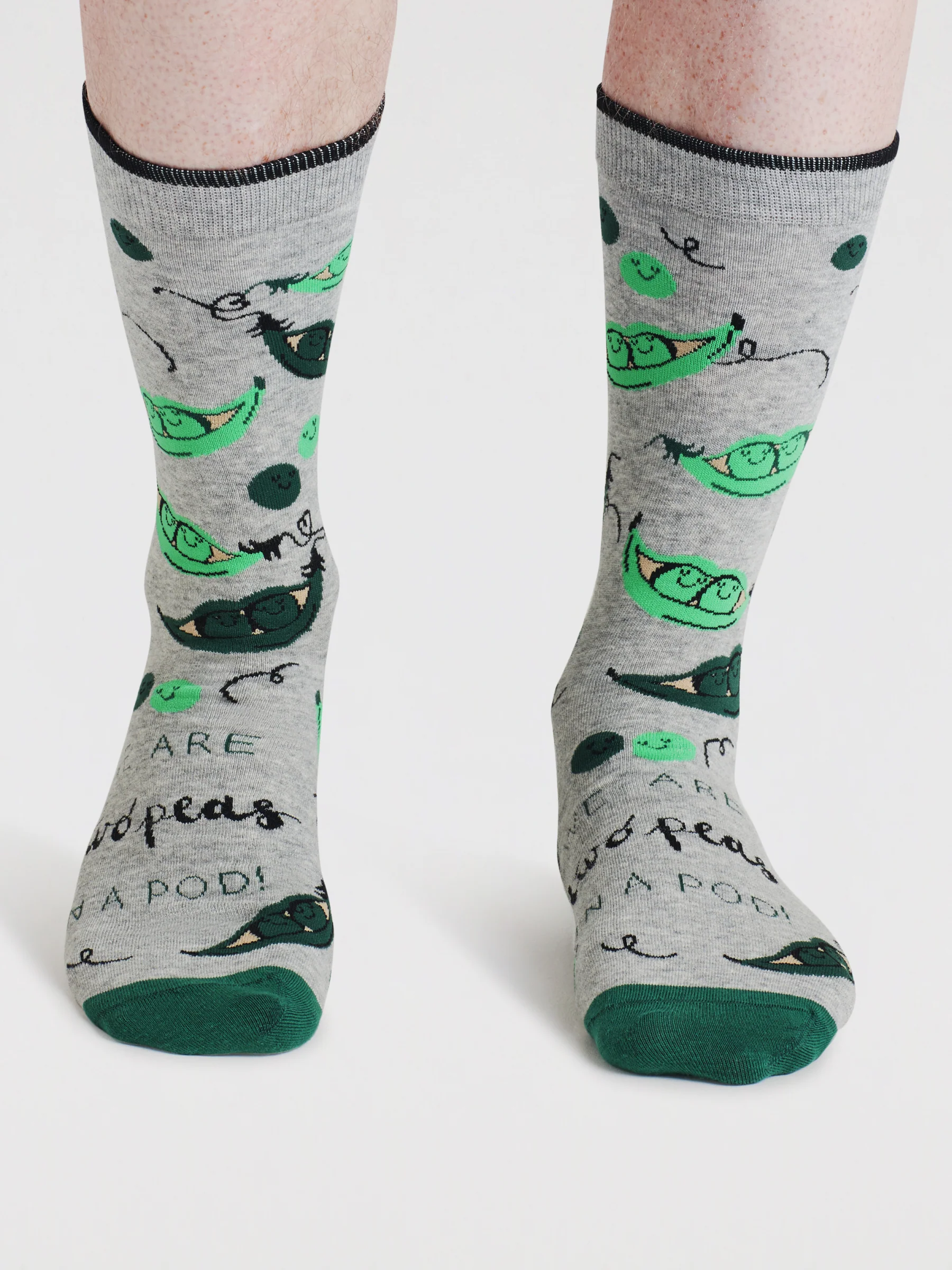 Peas In A Pod Bamboo Socks Gift Bag - Grey Marle - Flockneti